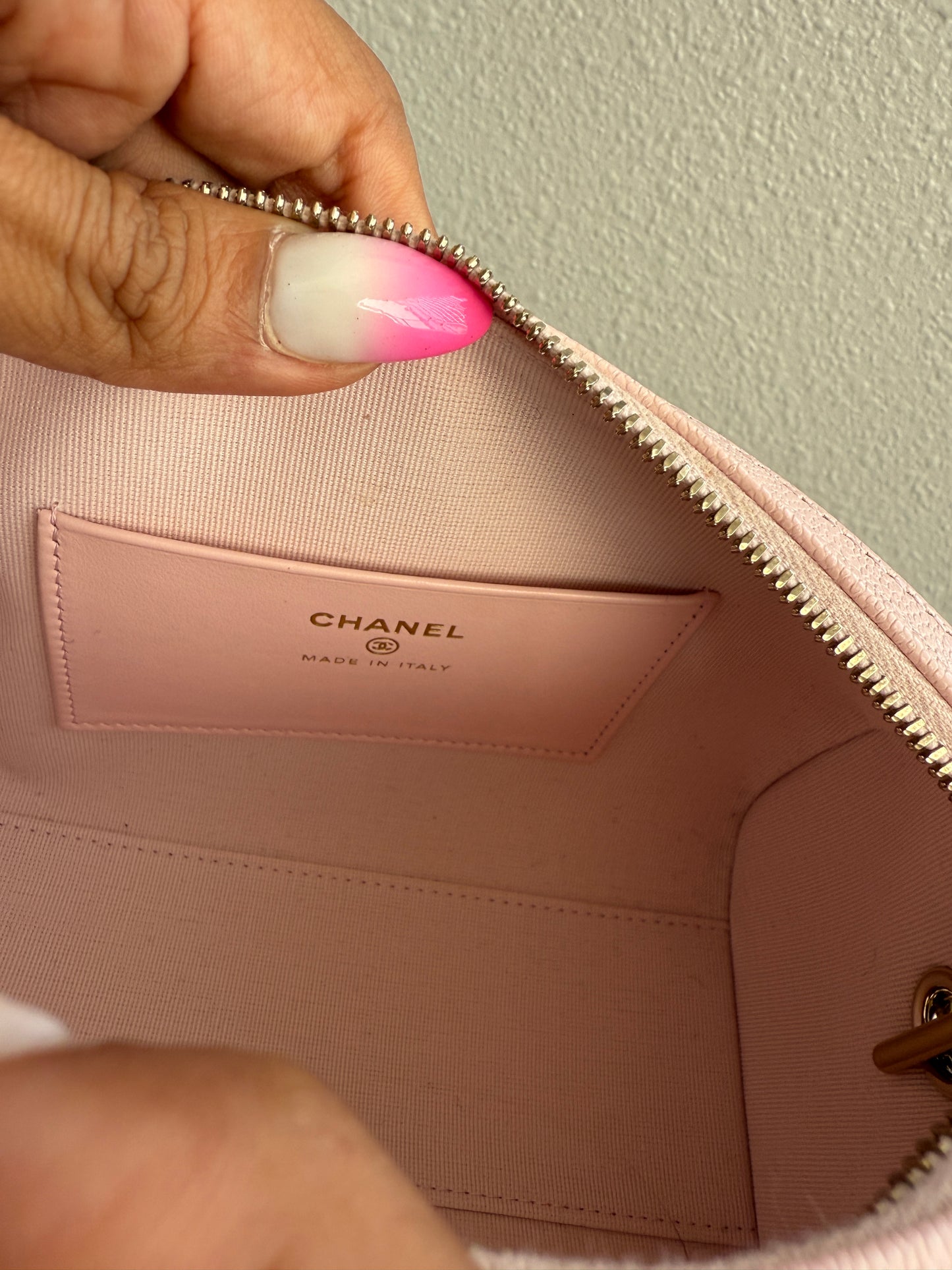 Pre-owned CHANEL bowling bag caviar leather champagne hardware