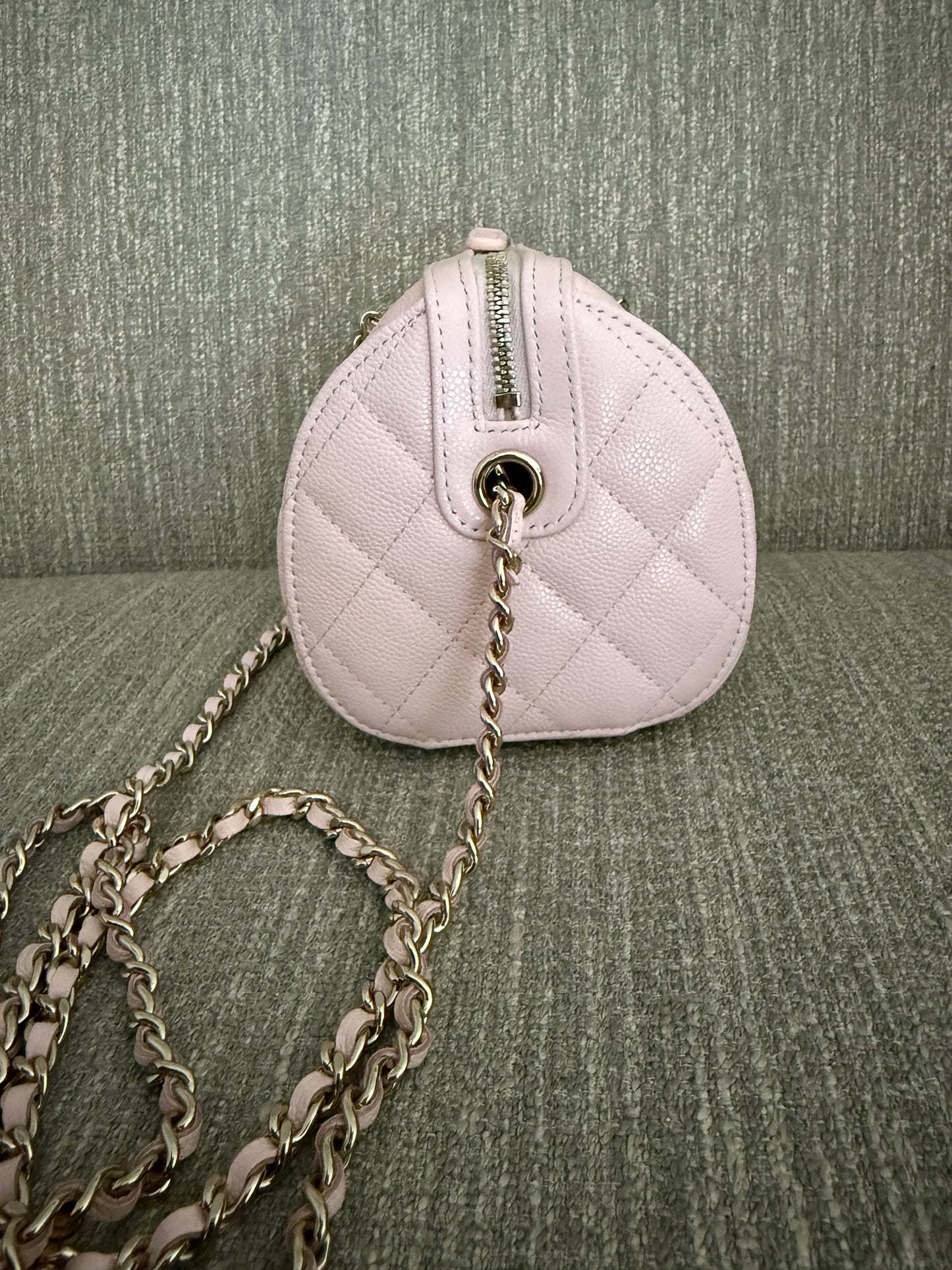 Pre-owned CHANEL bowling bag caviar leather champagne hardware