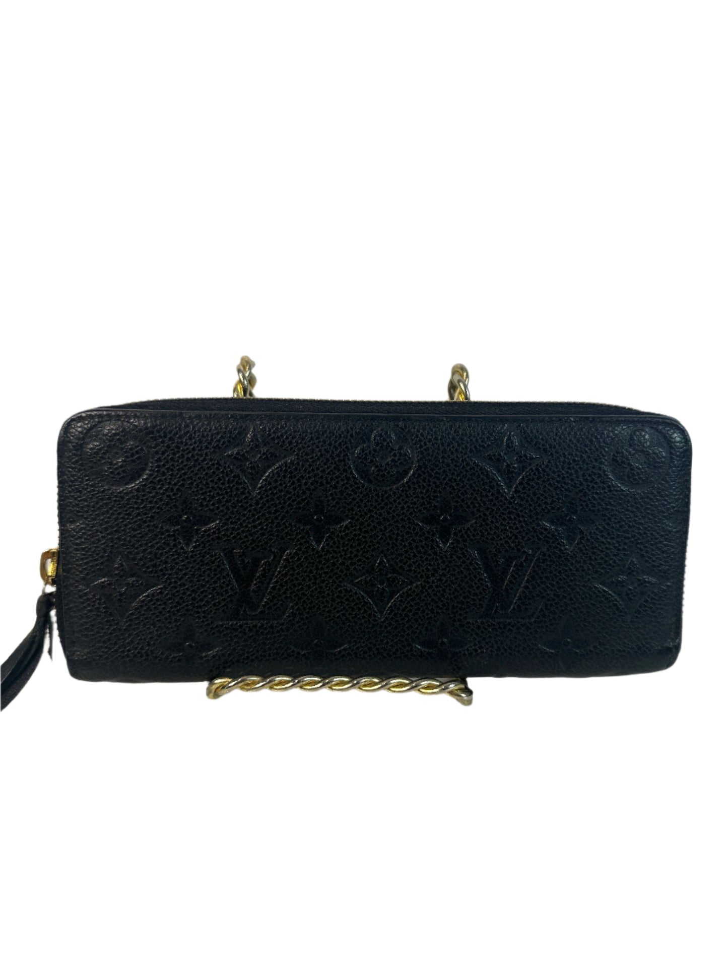 Pre-owned LOUIS VUITTON Clemence wallet in black leather with zipper