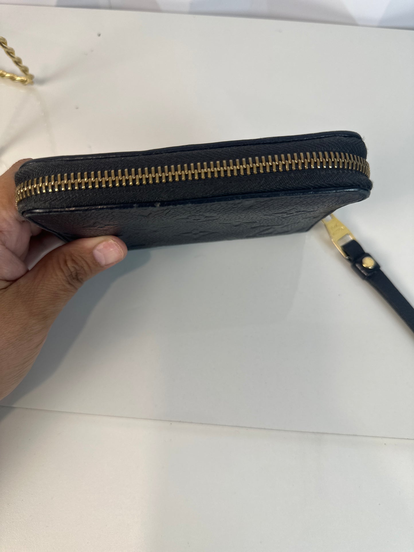 Pre-owned LOUIS VUITTON compact wallet black leather