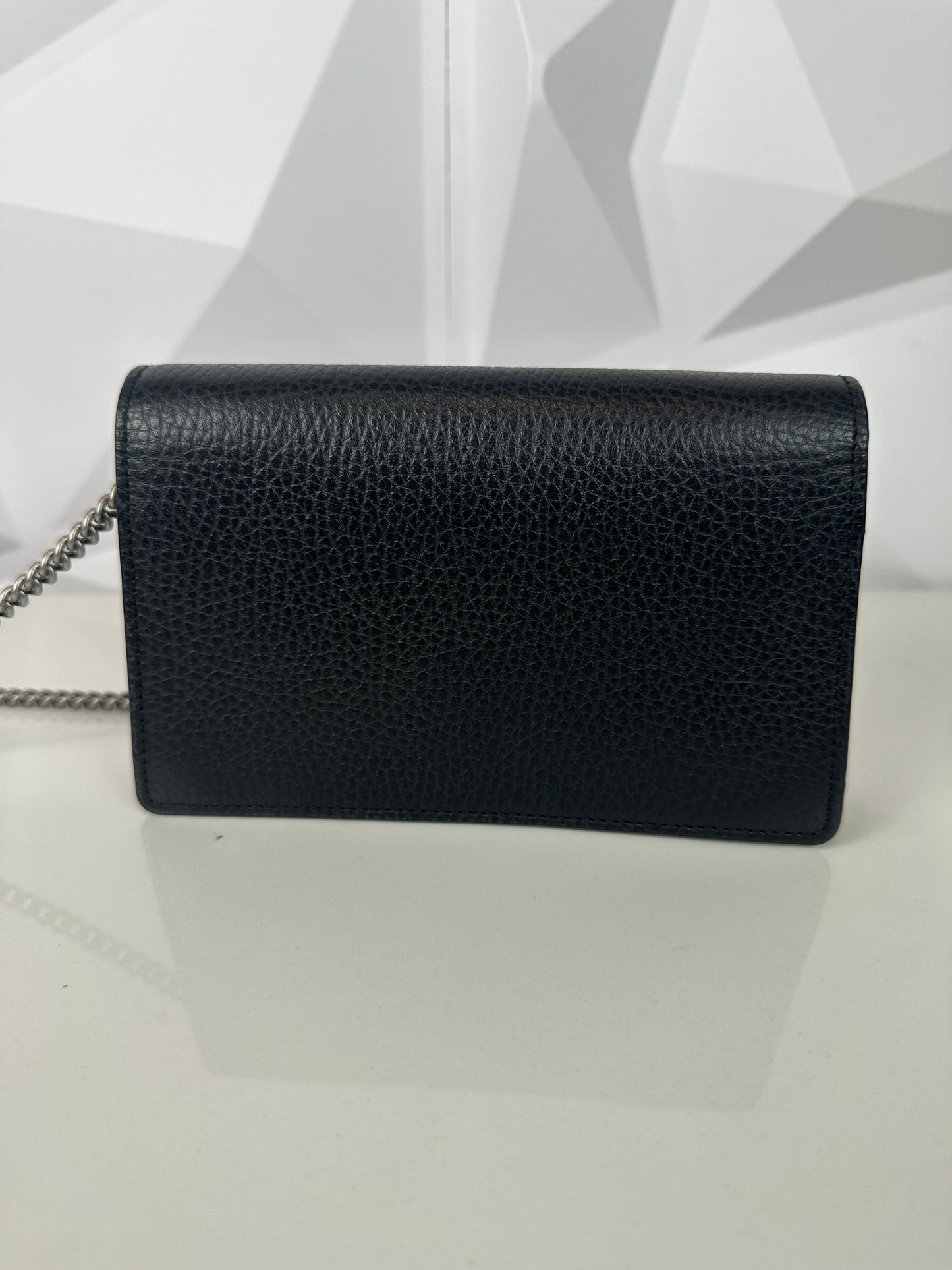 Pre-owned GUCCI Dionysus wallet on chain black leather