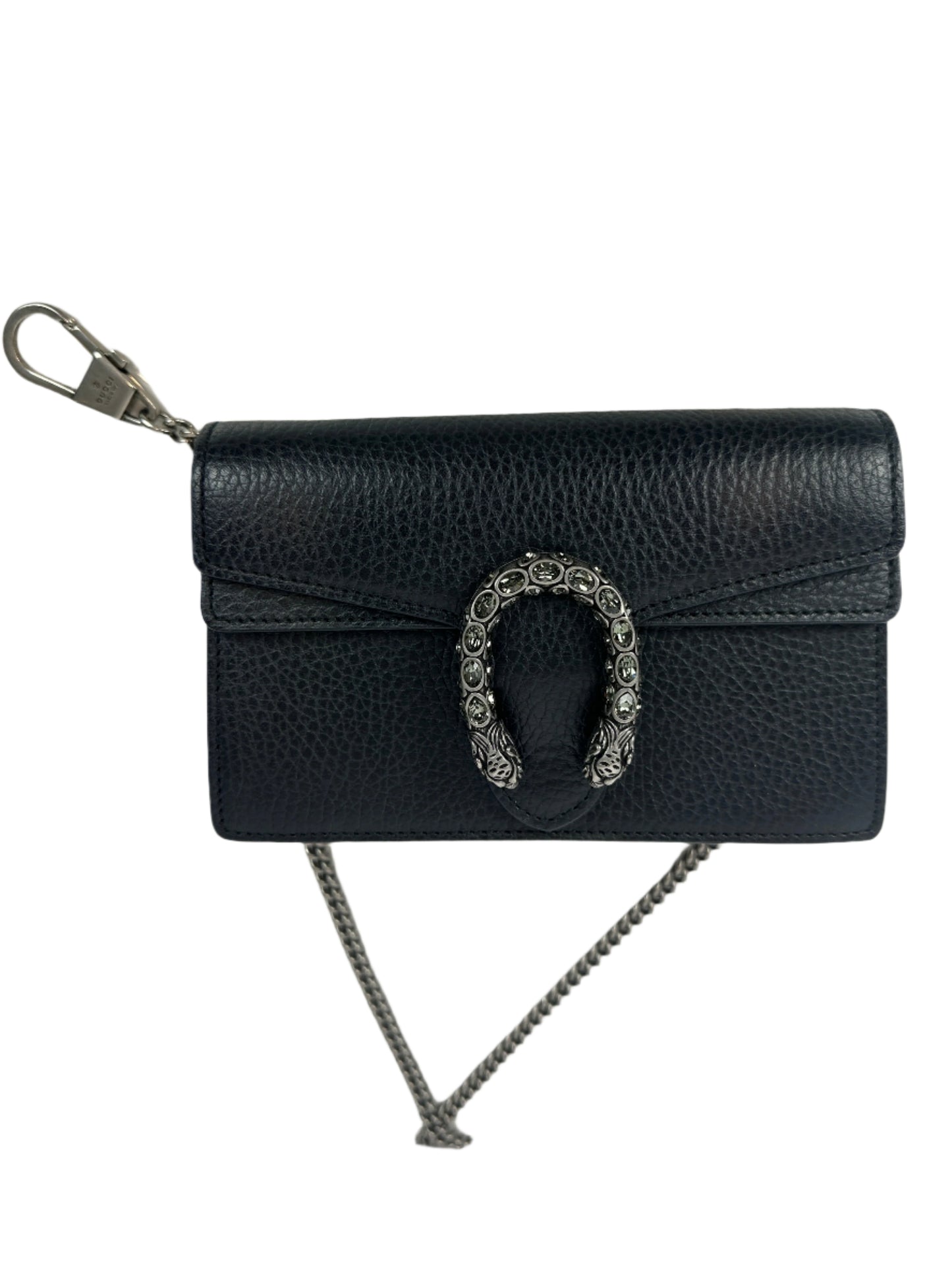 Pre-owned GUCCI Dionysus wallet on chain black leather