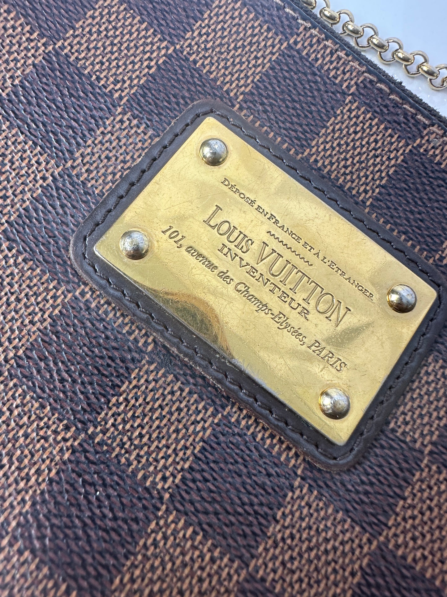 Pre-owned LOUIS VUITTON Eva Damier Ebene Canvas in brown