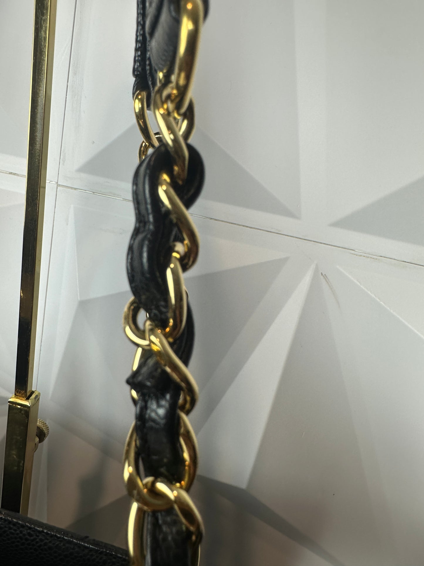 Pre-owned CHANEL Matelasse Chain Tote Black Caviar Leather