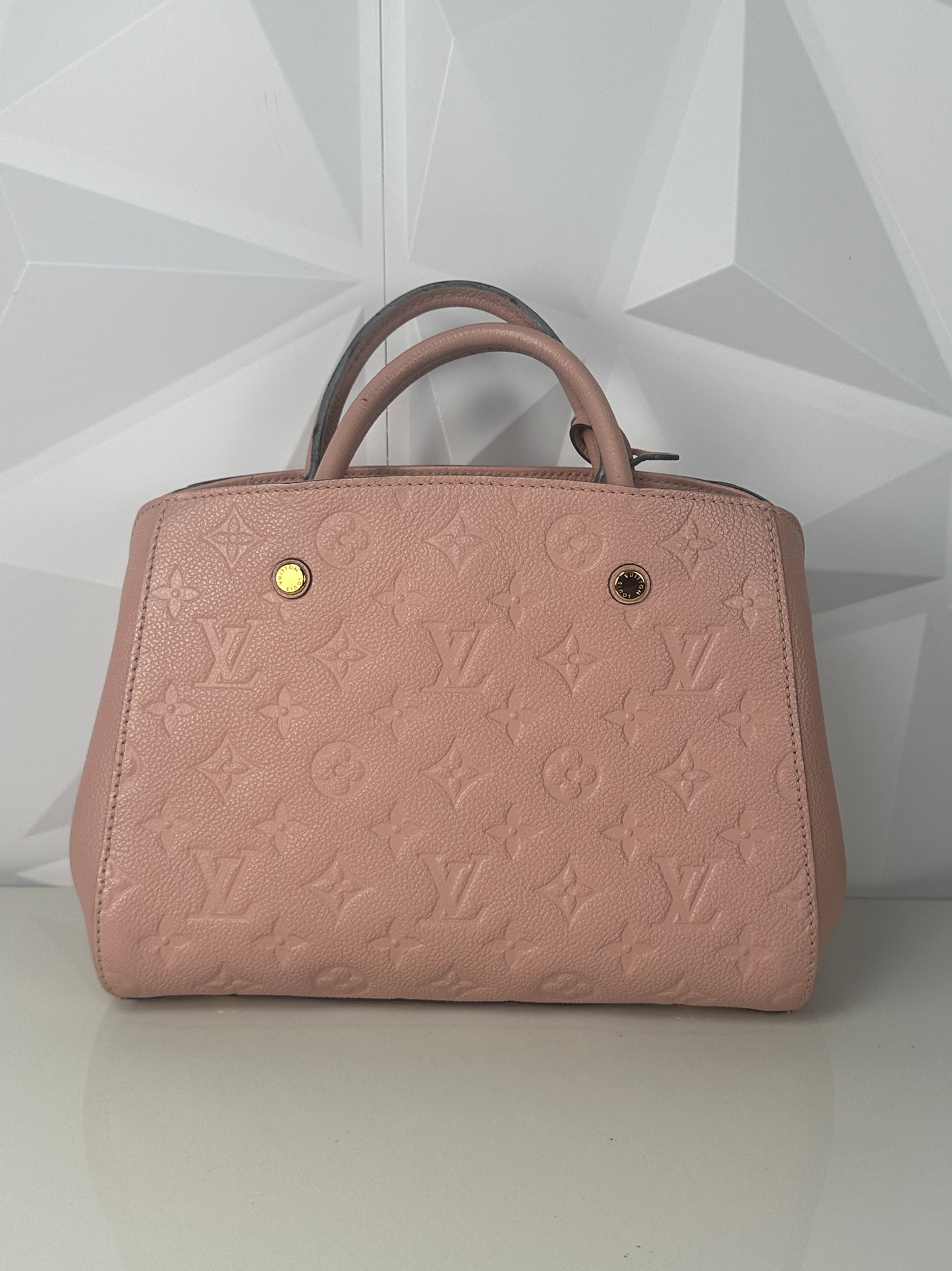 Pre owned LOUIS VUITTON Montaigne BB Monogram Empreinte Rose Poodle