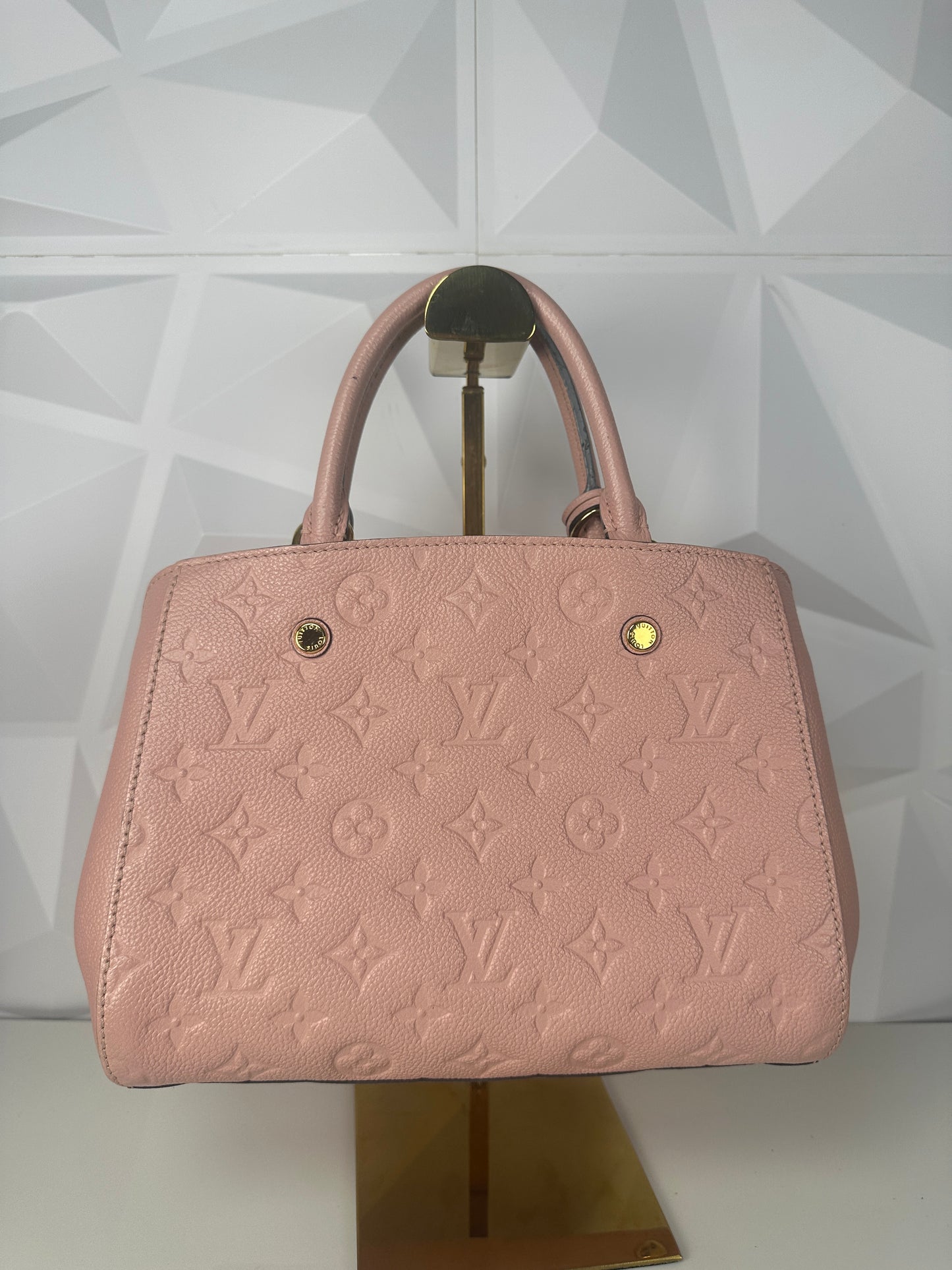 Pre owned LOUIS VUITTON Montaigne BB Monogram Empreinte Rose Poodle