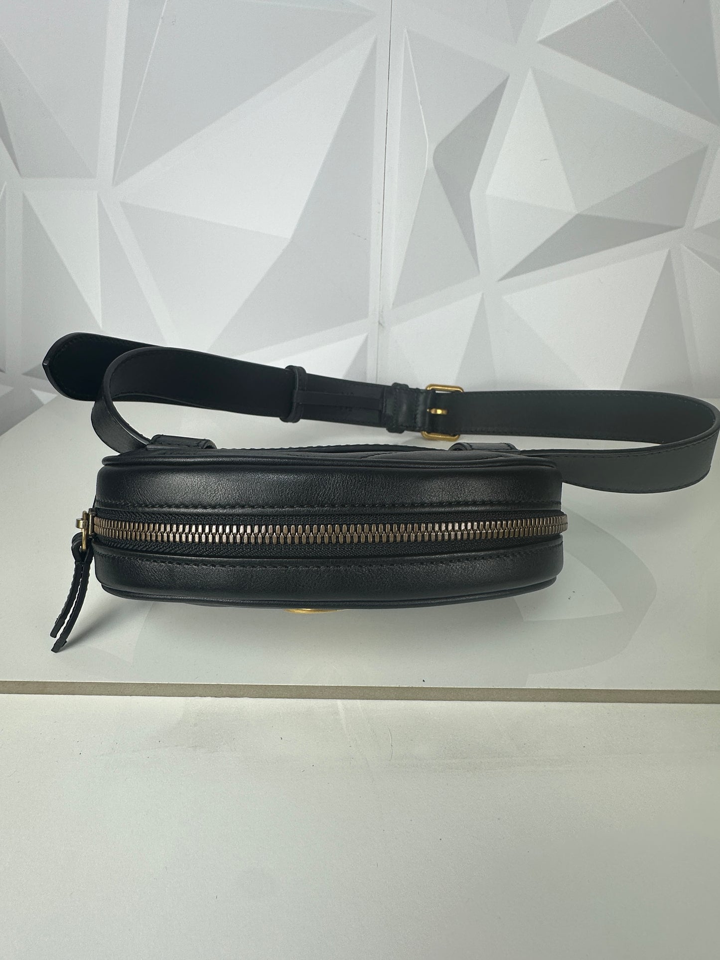 Pre-owned GUCCI Marmont Matelasse Belt Bag In Black
