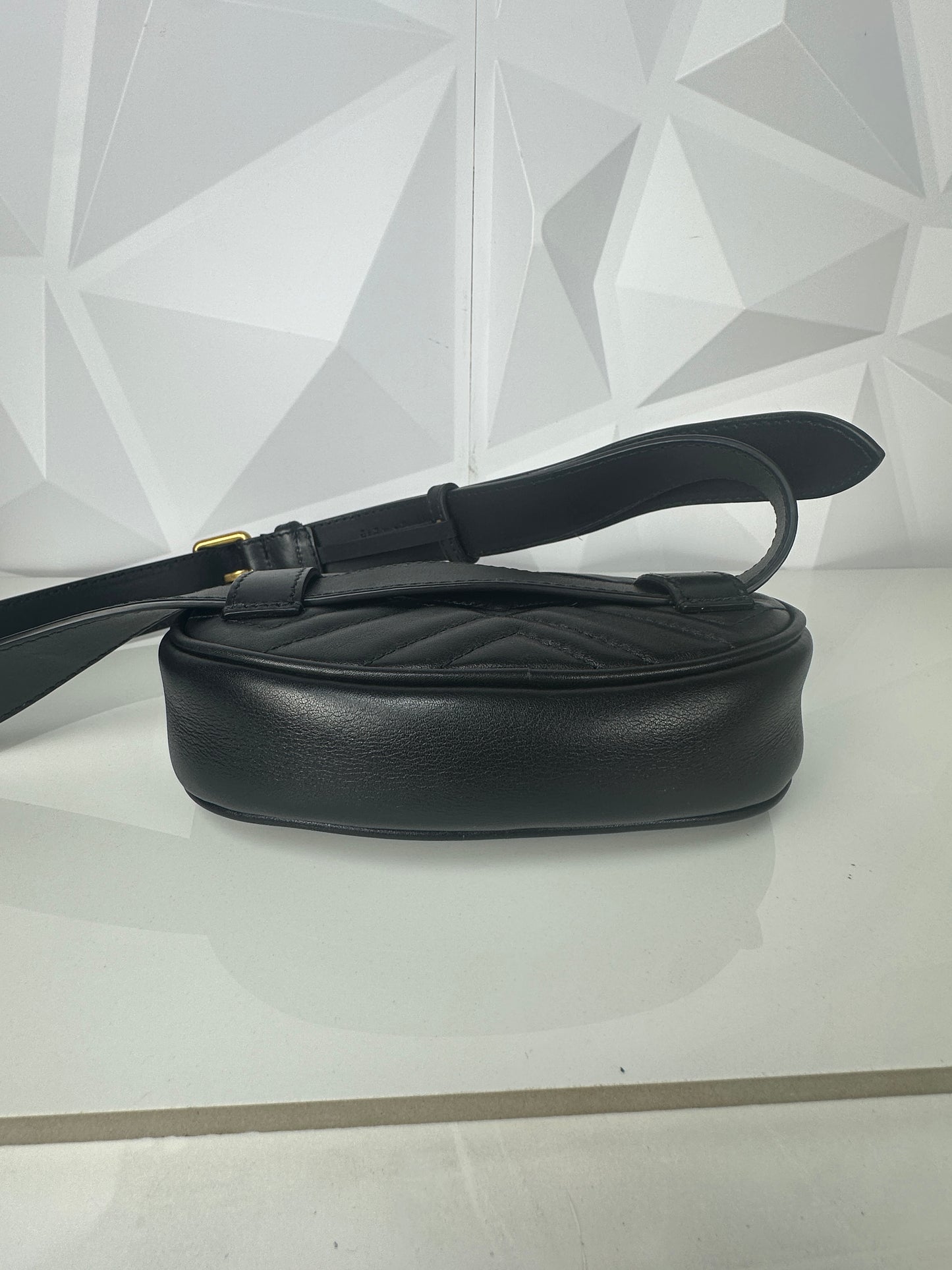 Pre-owned GUCCI Marmont Matelasse Belt Bag In Black