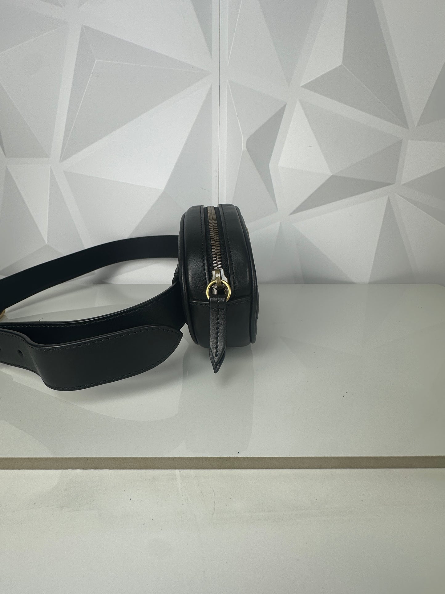 Pre-owned GUCCI Marmont Matelasse Belt Bag In Black