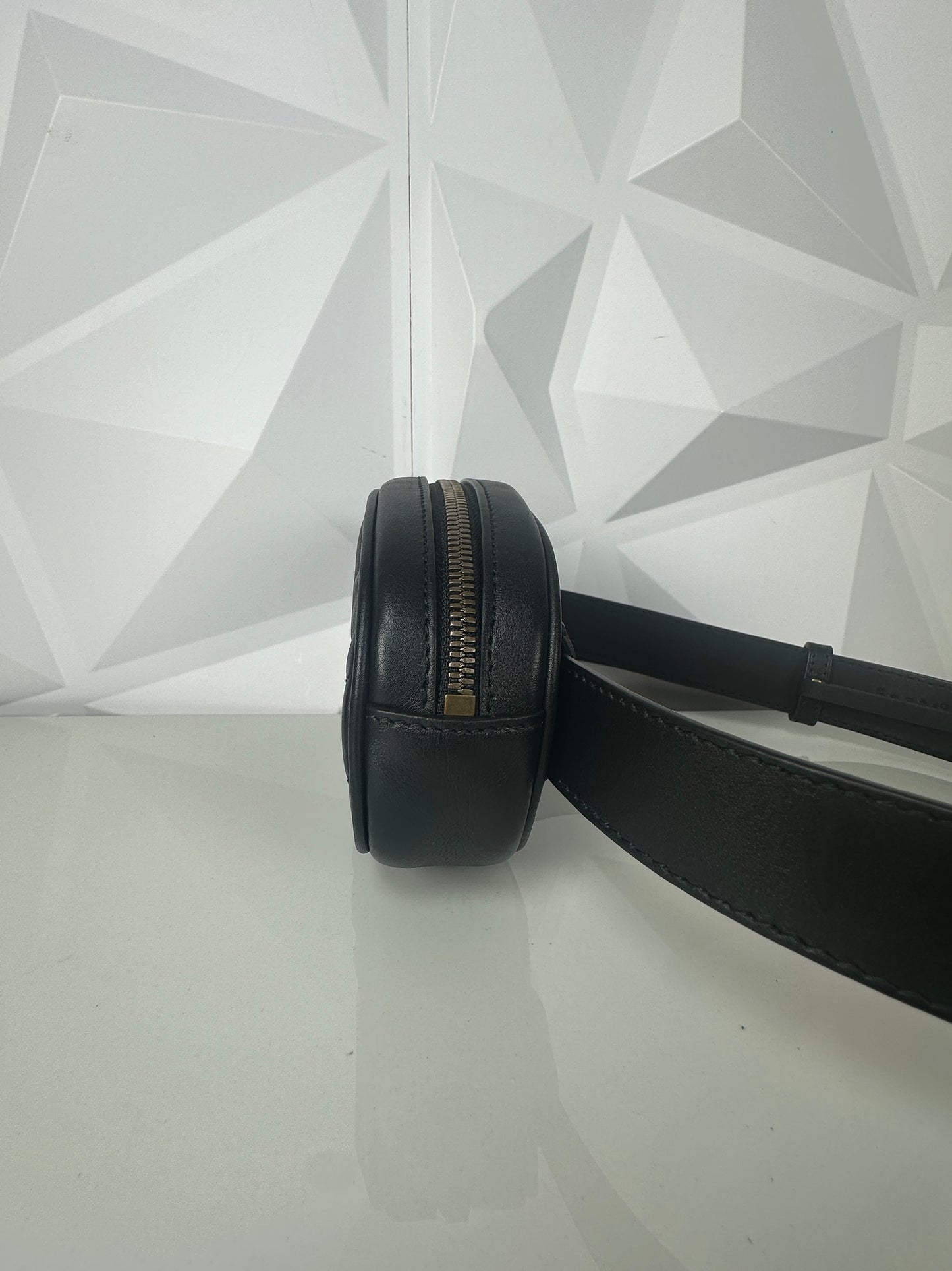 Pre-owned GUCCI Marmont Matelasse Belt Bag In Black