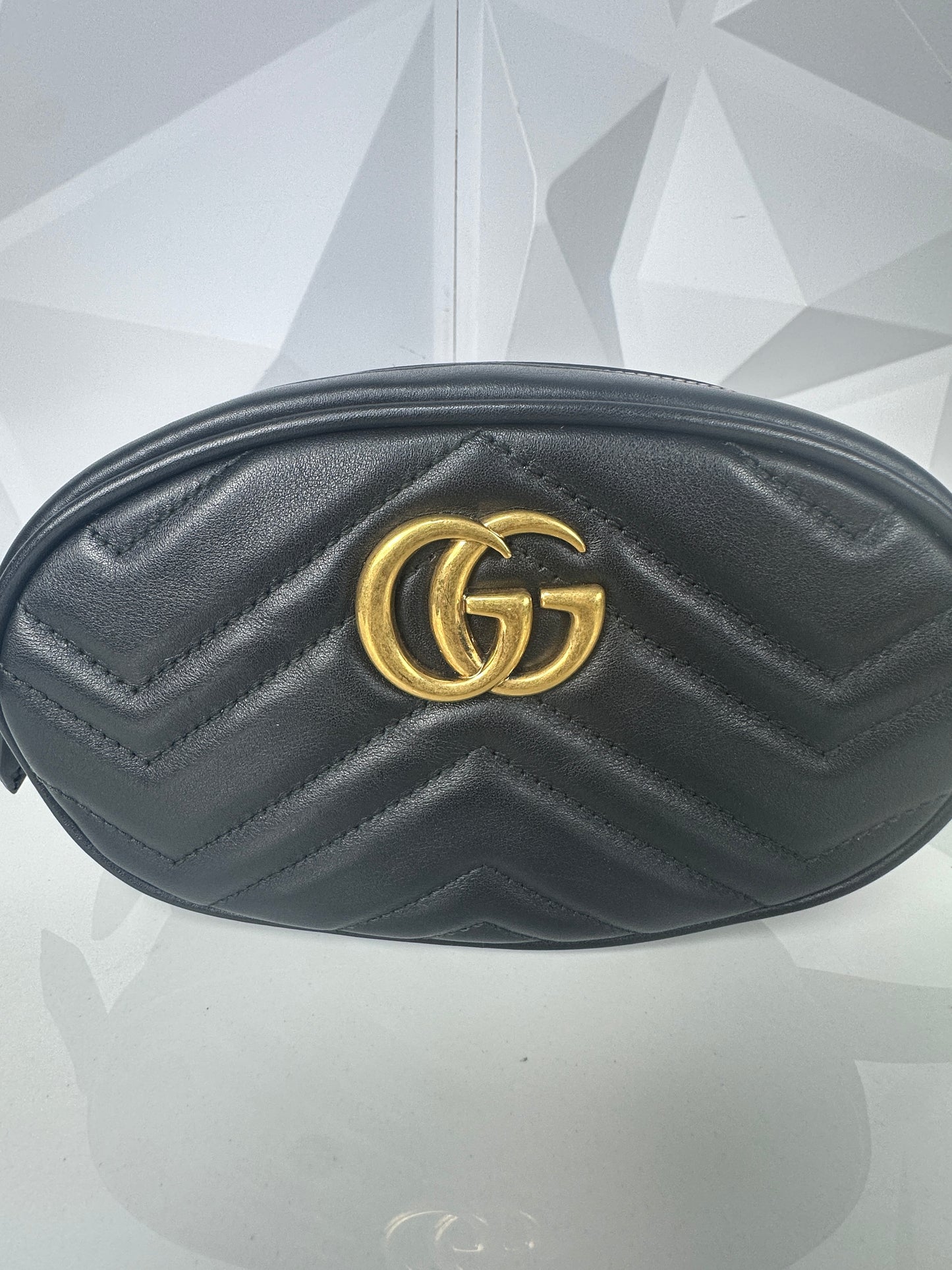 Pre-owned GUCCI Marmont Matelasse Belt Bag In Black