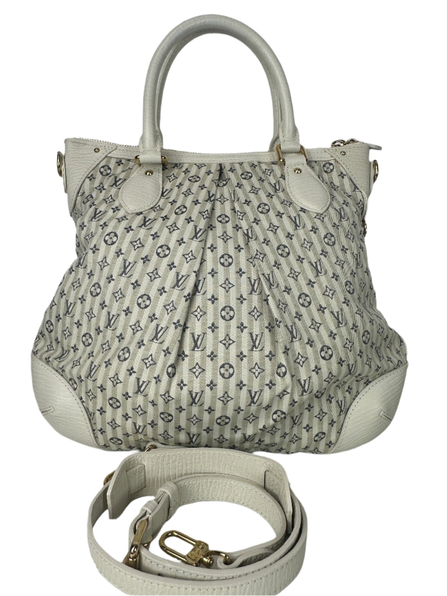 Preowned LOUIS VUITTON Blue/White Monogram Marina Ivory Denim