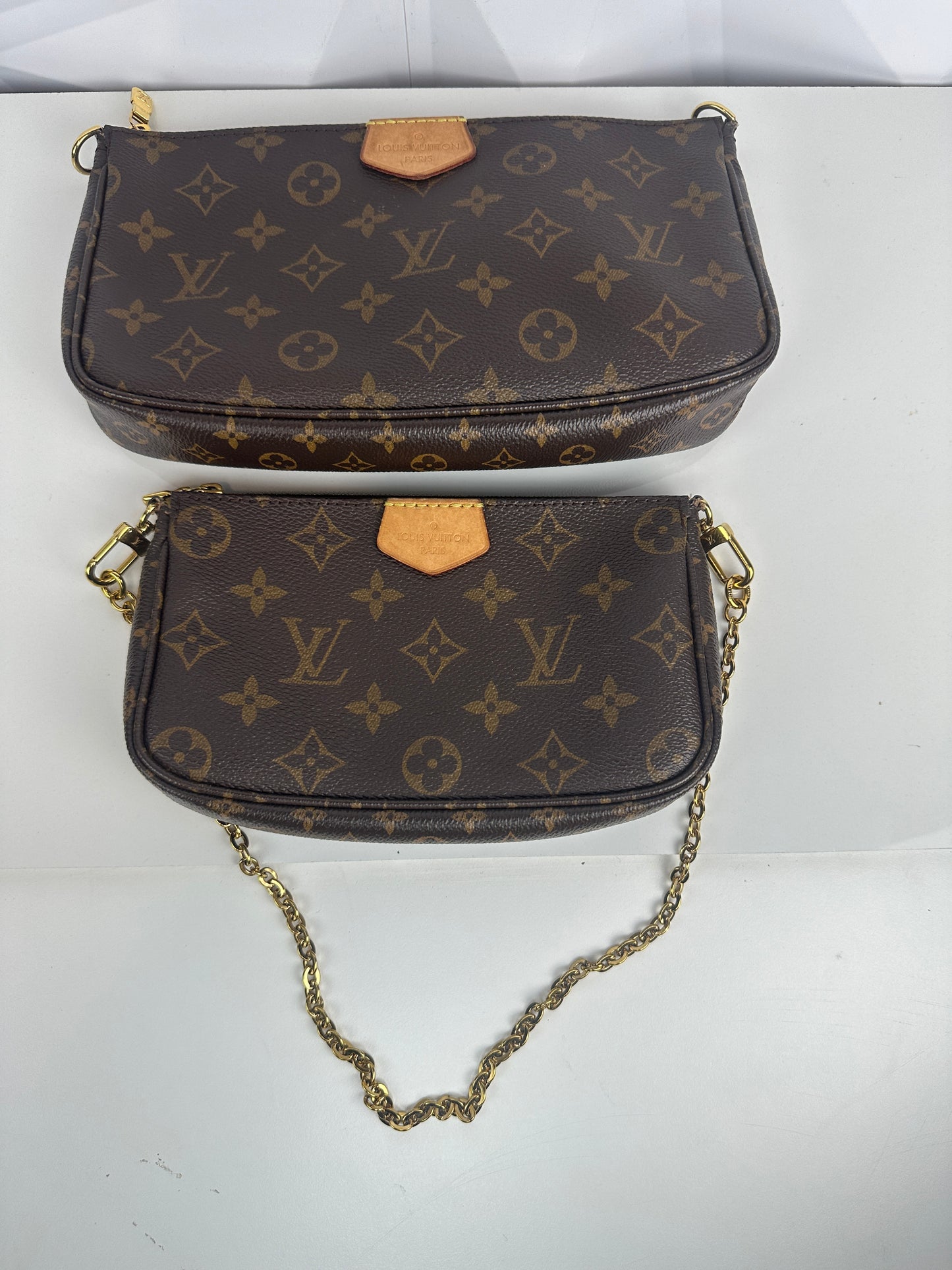 Pre-owned LOUIS VUITTON Monogram Canvas Multi Pochette with pink strap