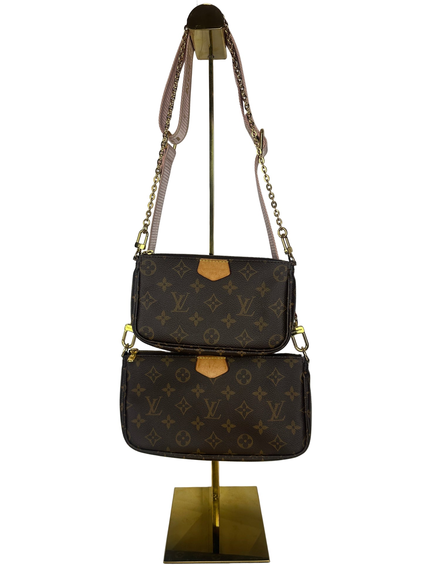 Pre-owned LOUIS VUITTON Monogram Canvas Multi Pochette with pink strap