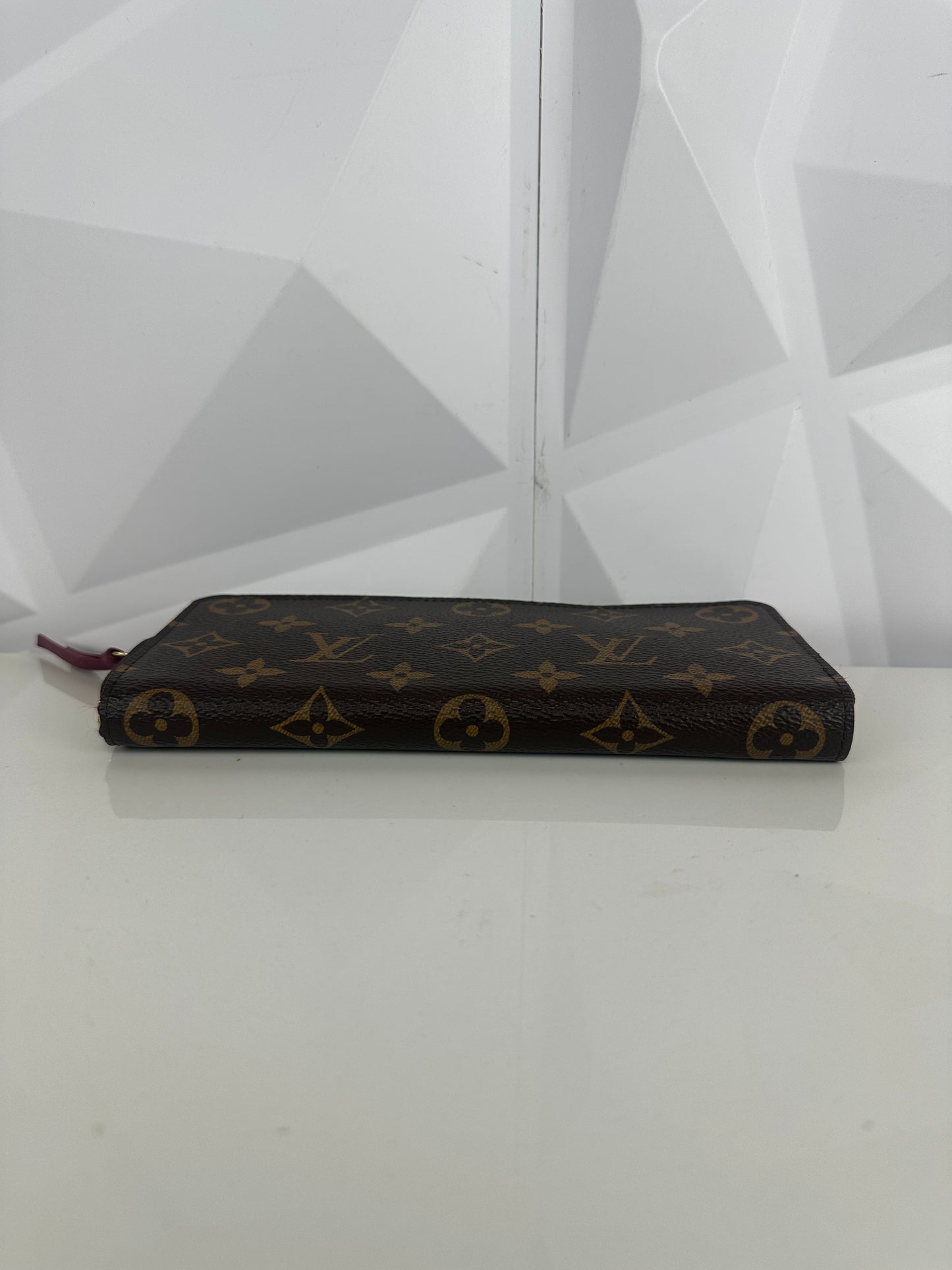 Pre-owned LOUIS VUITTON Portefeuille Clemence monogram interior burgundy with zipper