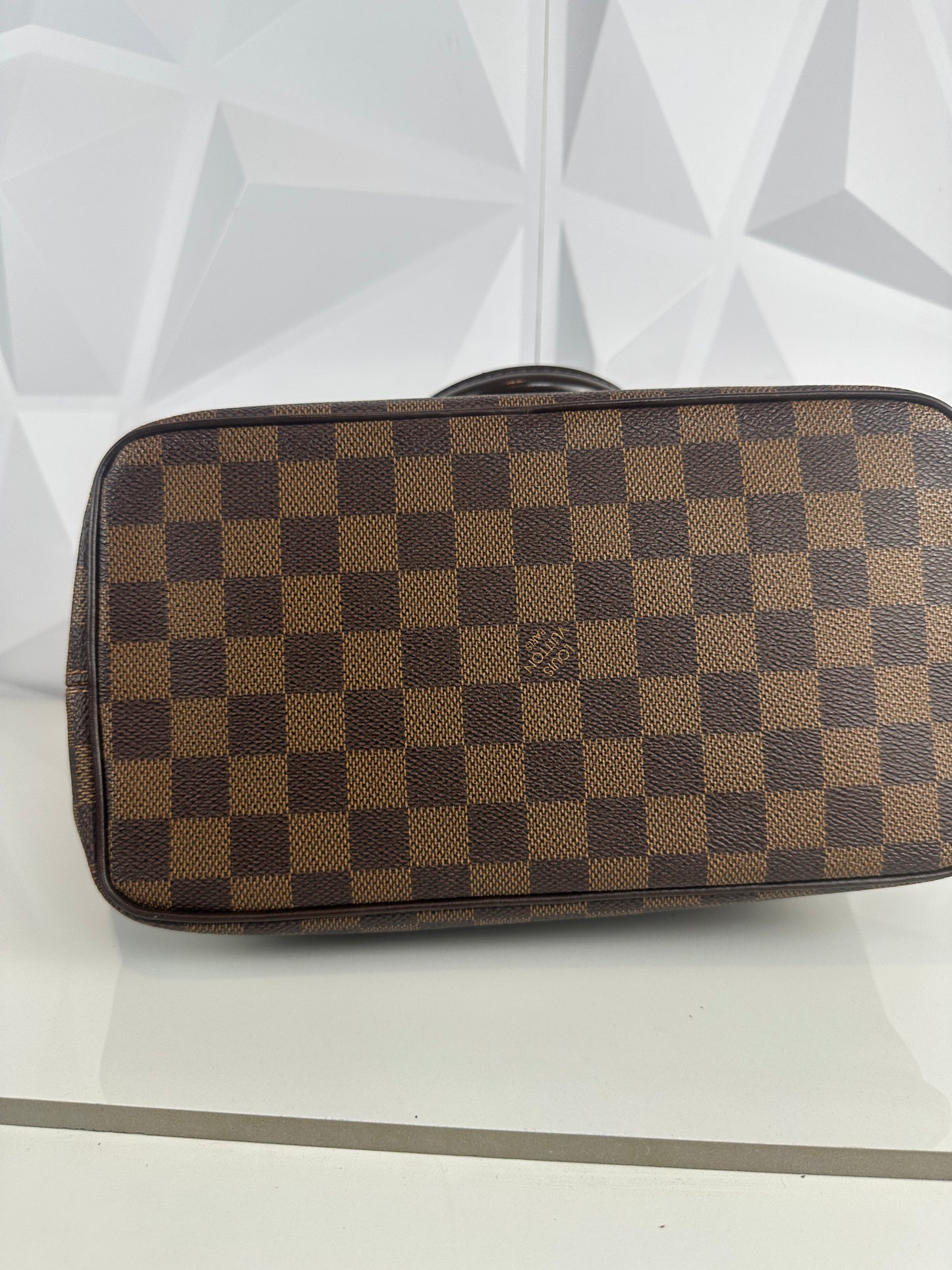 Pre owned LOUIS VUITTON Saleya PM Damier Ebene Tote with Dust bag
