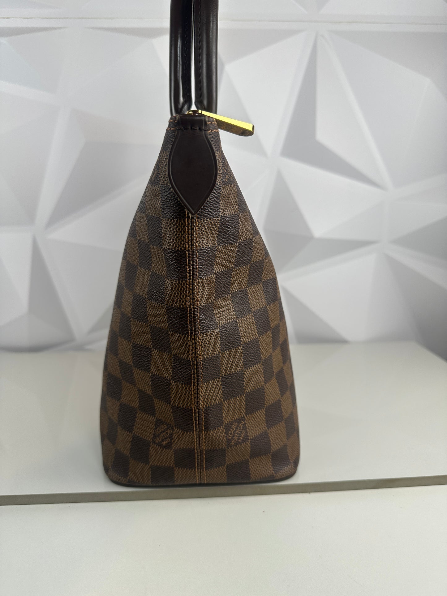 Pre owned LOUIS VUITTON Saleya PM Damier Ebene Tote with Dust bag