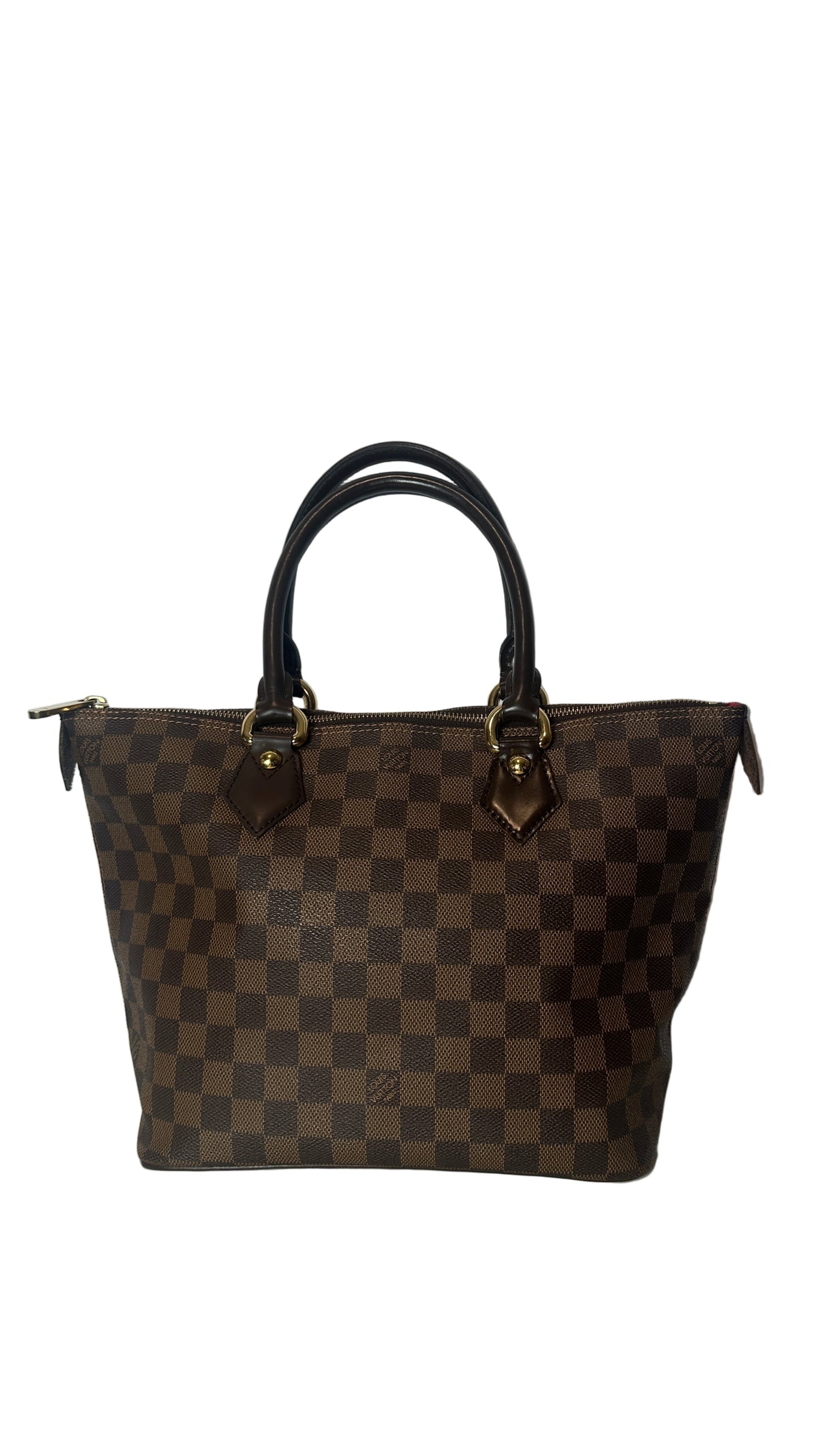 Pre owned LOUIS VUITTON Saleya PM Damier Ebene Tote with Dust bag