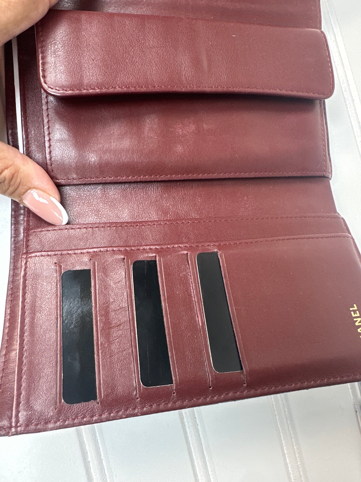 Pre-owned CHANEL Caviar Skin Long Wallet with Coco Mark in Black