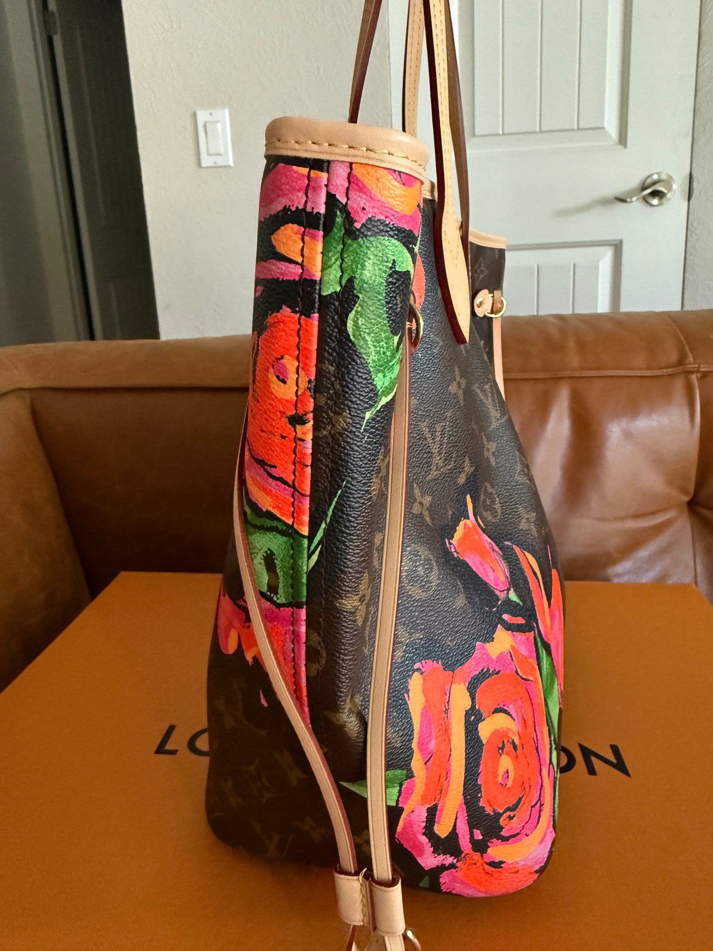 Pre-owned LOUIS VUITTON Limited Edition Neverfull MM Stephen Sprouse Roses