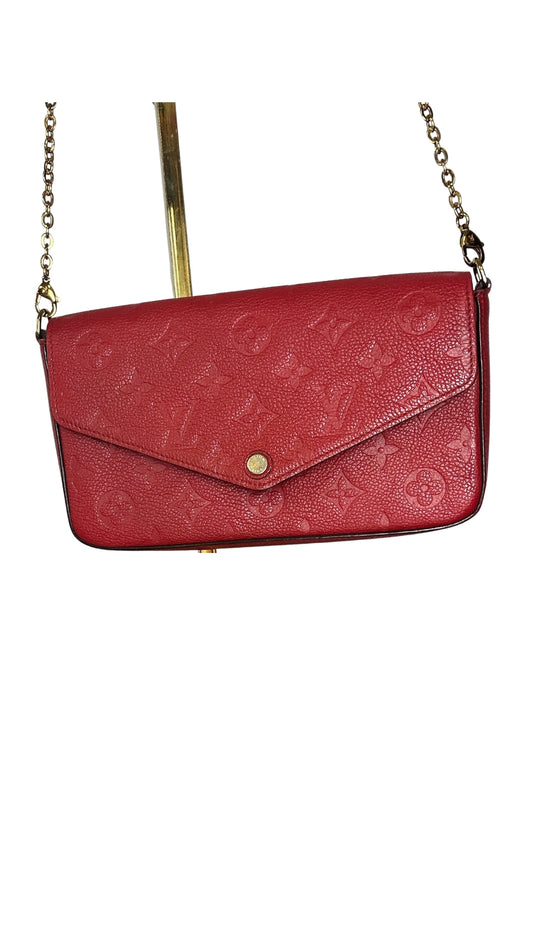 Pre-owned LOUIS VUITTON Felicie Empreinte red crossbody
