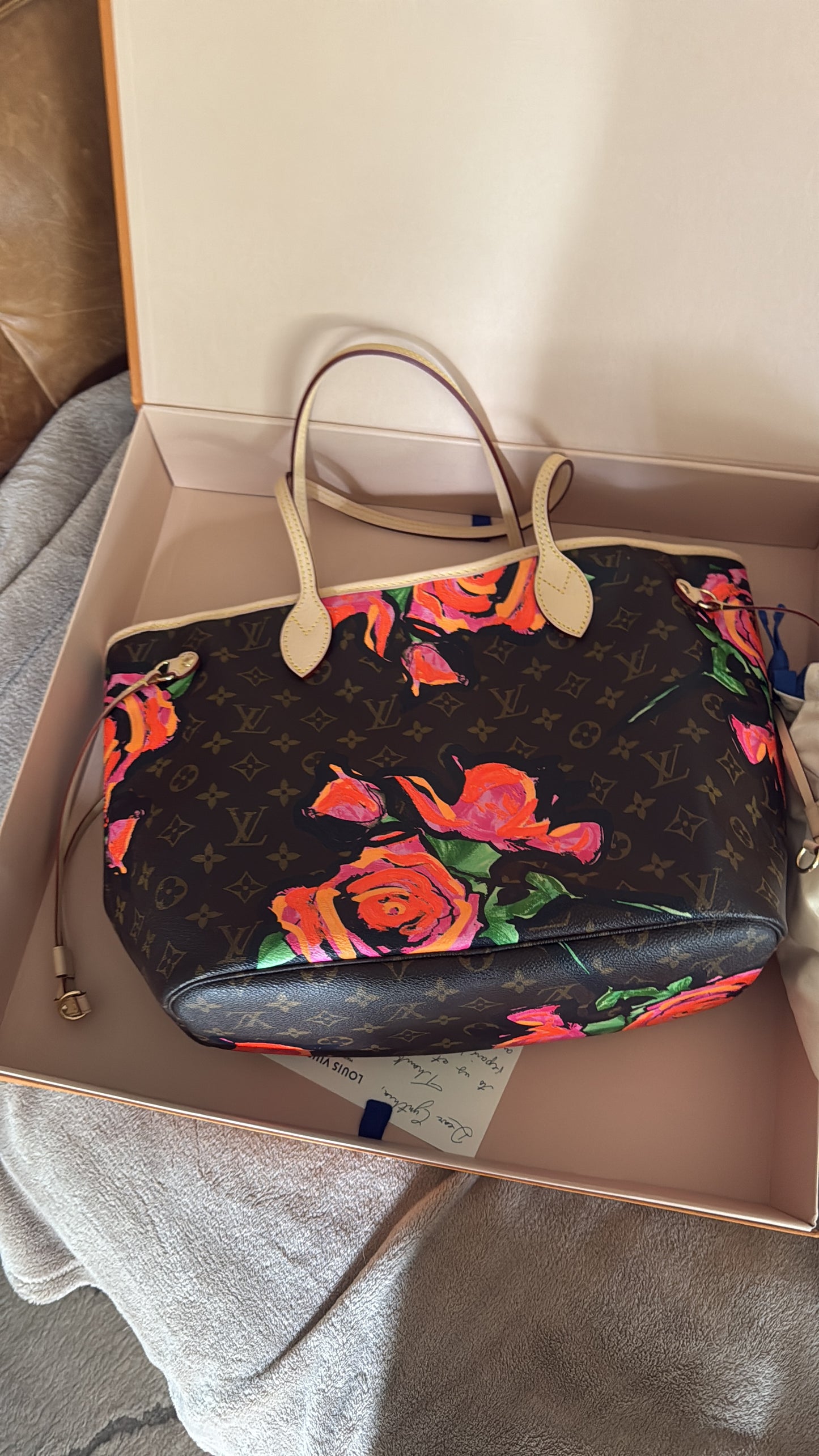 Pre-owned LOUIS VUITTON Limited Edition Neverfull MM Stephen Sprouse Roses
