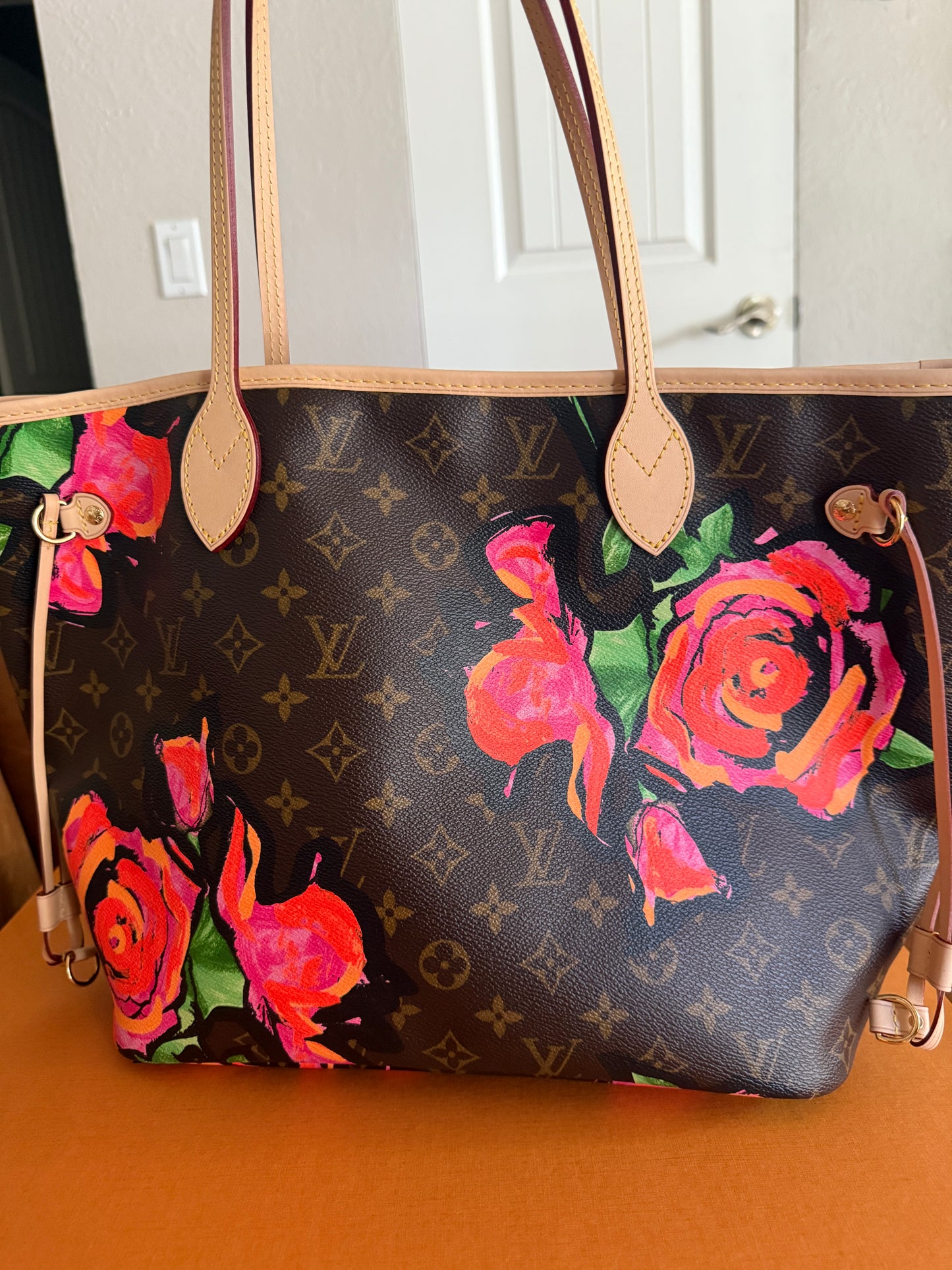 Pre-owned LOUIS VUITTON Limited Edition Neverfull MM Stephen Sprouse Roses