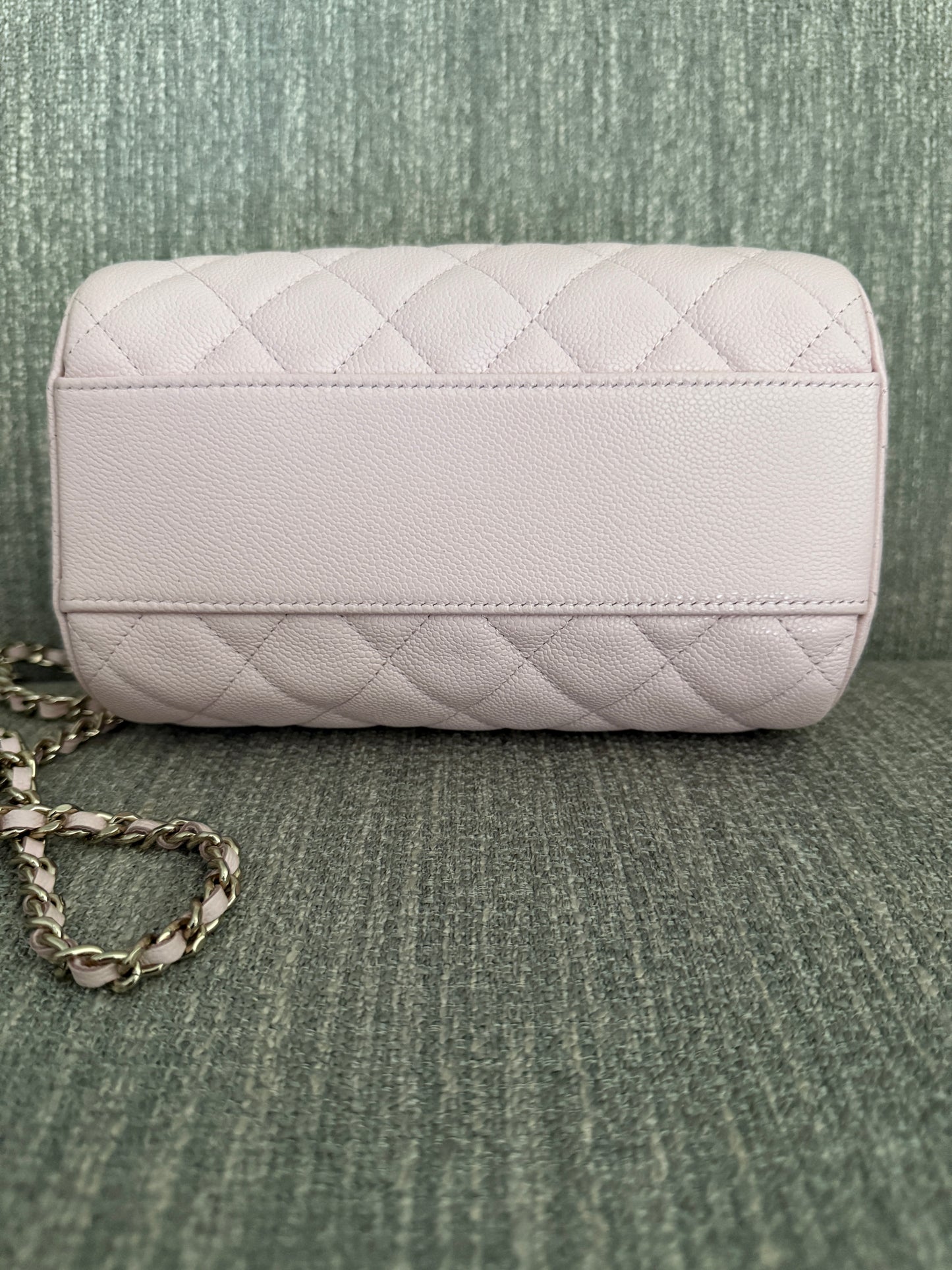 Pre-owned CHANEL bowling bag caviar leather champagne hardware