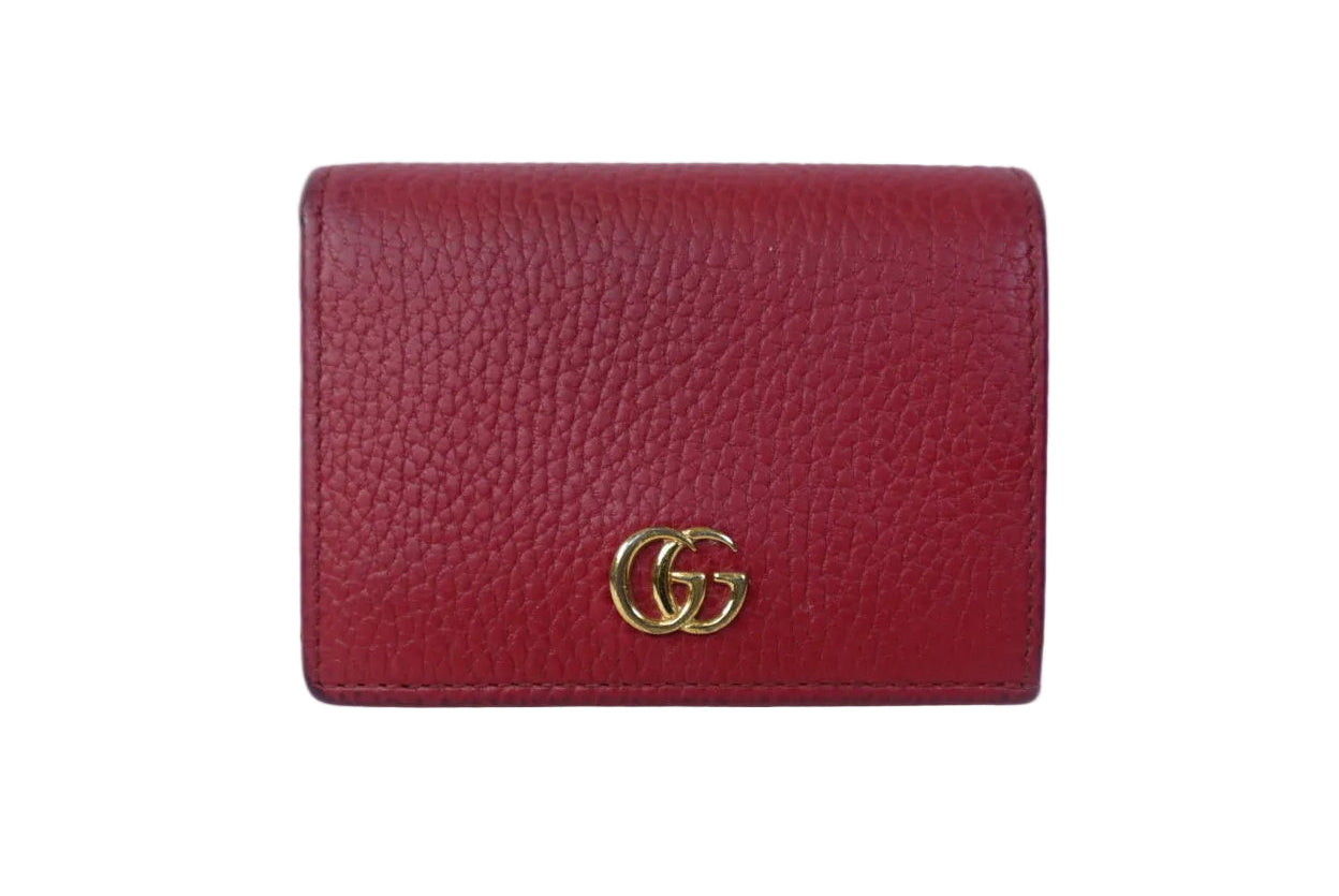 Pre-owned GUCCI GG Marmont Bi-fold Wallet Red Leather _ 268