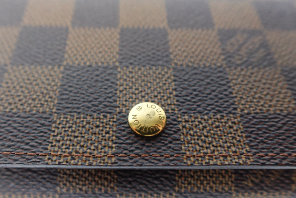 Pre-owned LOUIS VUITTON Porte Monnaie Damier Ebene Wallet _ 255