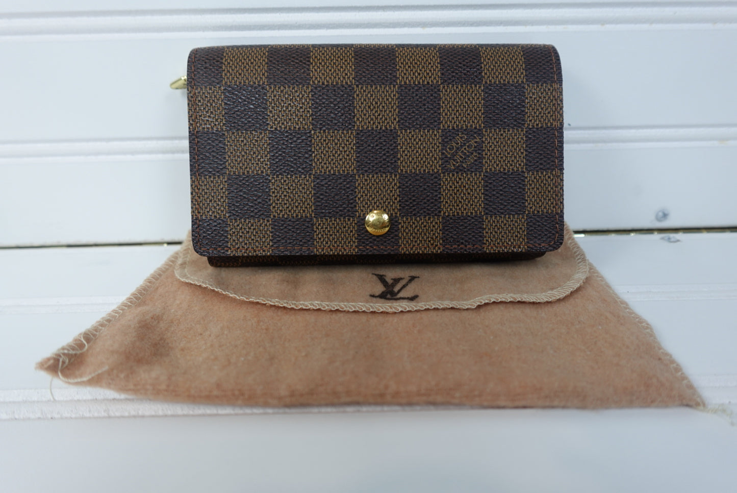 Pre-owned LOUIS VUITTON Porte Monnaie Damier Ebene Wallet _ 255