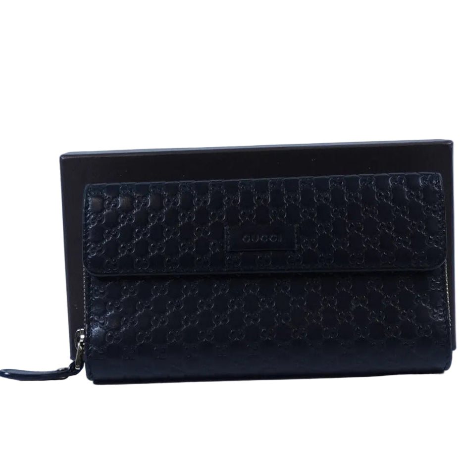 Pre-owned GUCCI Microguccissima Continental Wallet black_ 316
