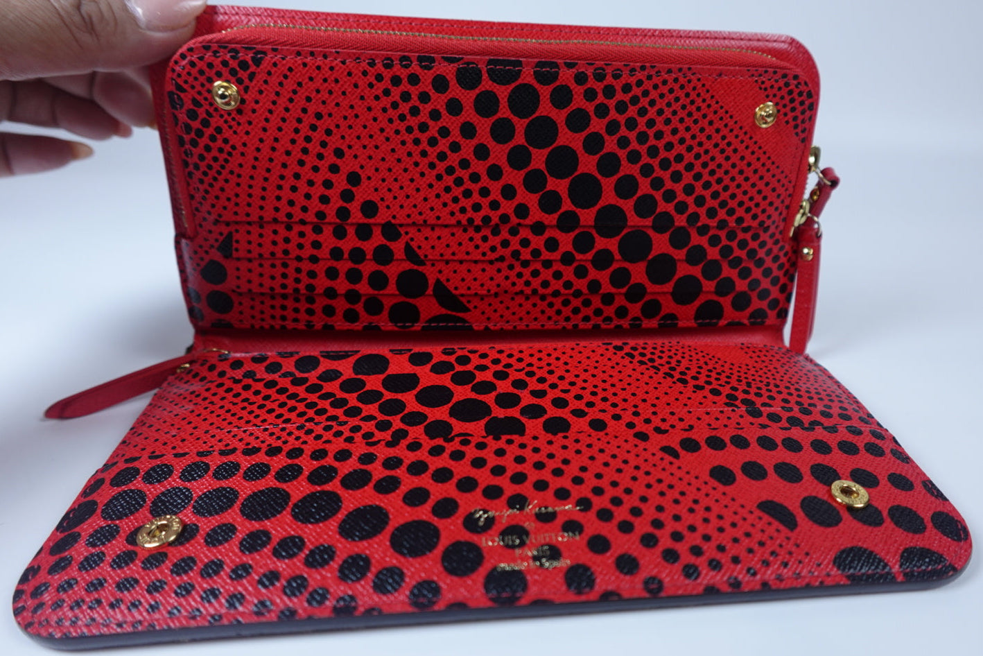 Pre-owned LOUIS VUITTON Yayoi Kusama Portefeuille Insolite wallet red inside_ 312