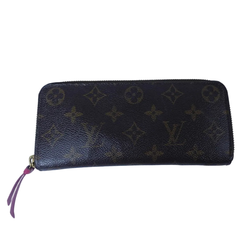 Pre-owned LOUIS VUITTON Portefeuille Clemence wallet monogram hot pink inside_ 315