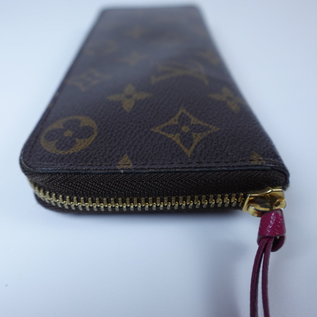 Pre-owned LOUIS VUITTON Portefeuille Clemence wallet monogram hot pink inside_ 315