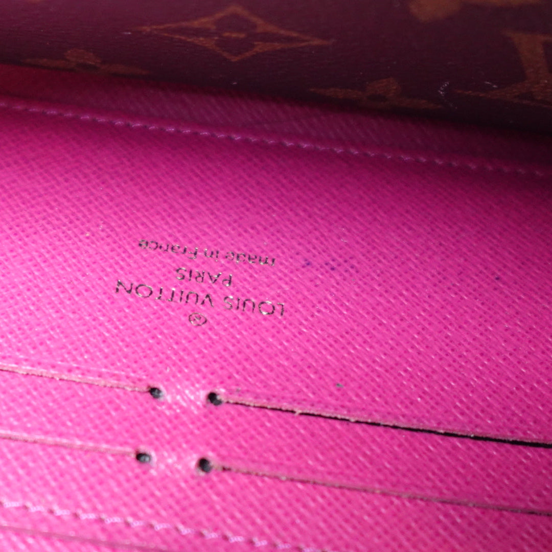 Pre-owned LOUIS VUITTON Portefeuille Clemence wallet monogram hot pink inside_ 315