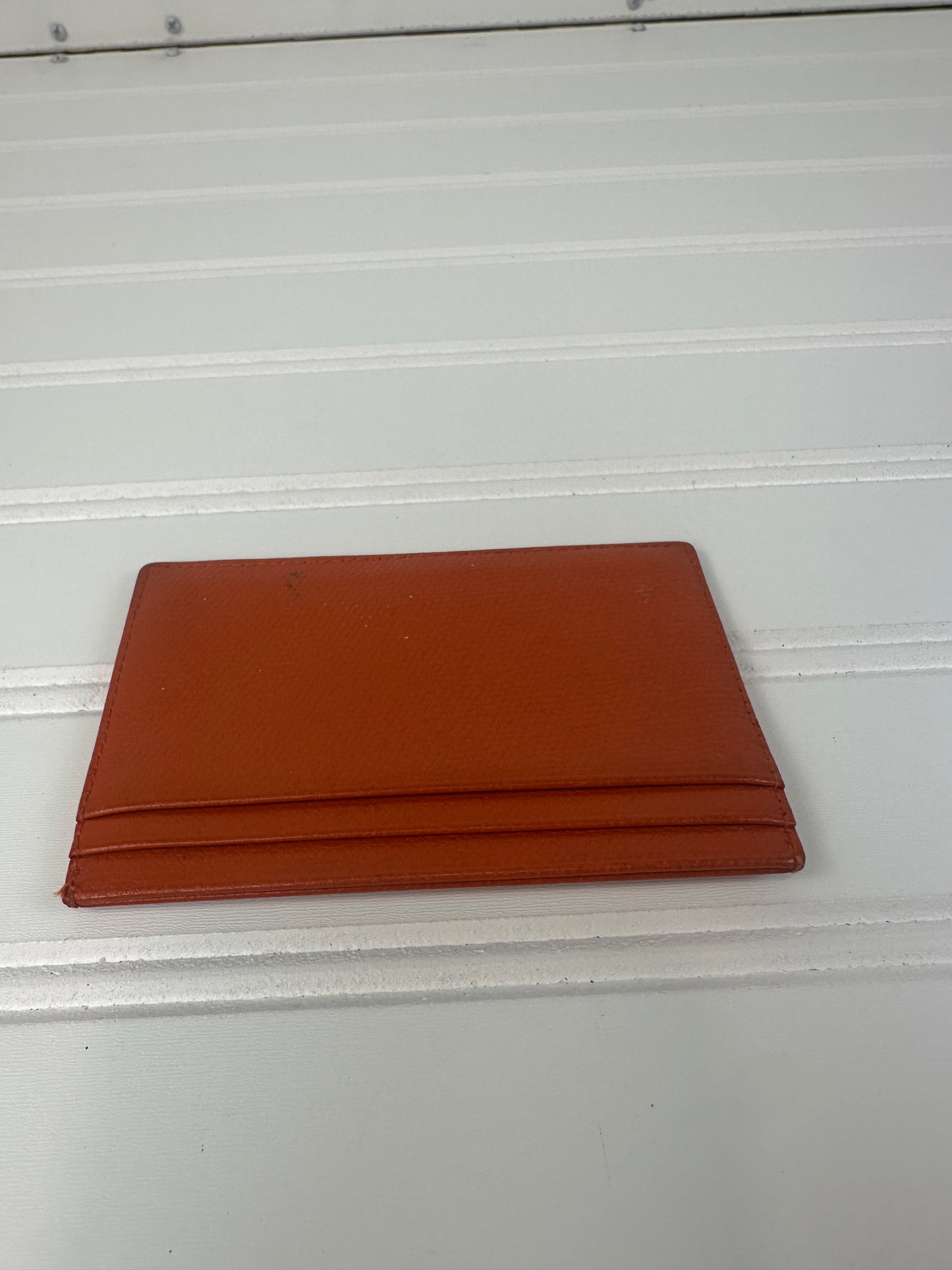 Pre-owned CHANEL Coco Button Card Case Caviar Leather Orange _ 200-1