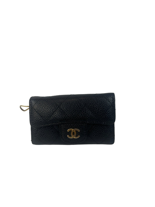 Pre-owned CHANEL Key Holder Black Caviar _200-2