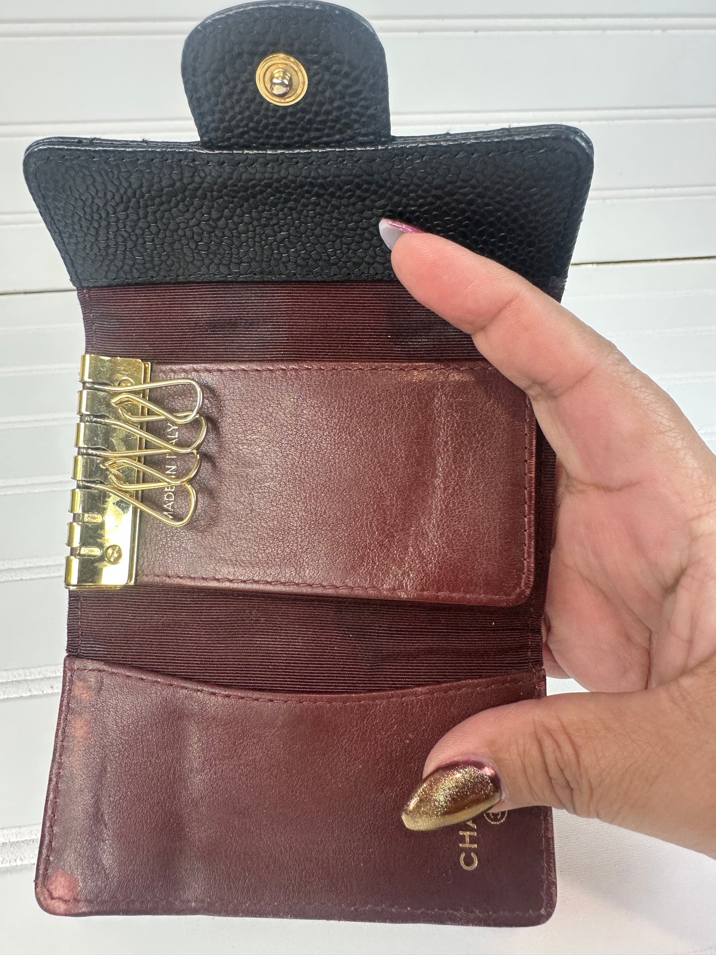 Pre-owned CHANEL Key Holder Black Caviar _200-2