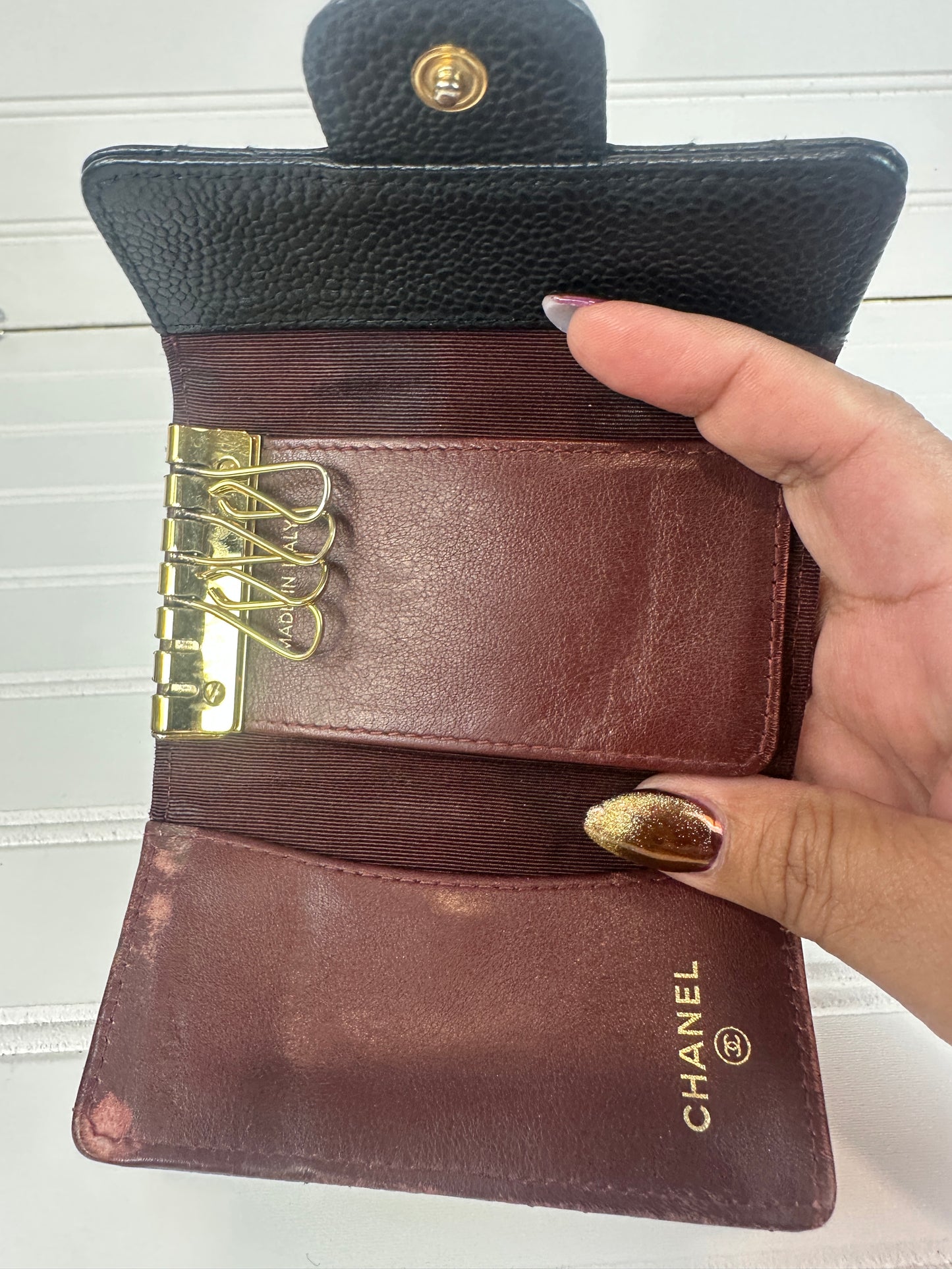 Pre-owned CHANEL Key Holder Black Caviar _200-2