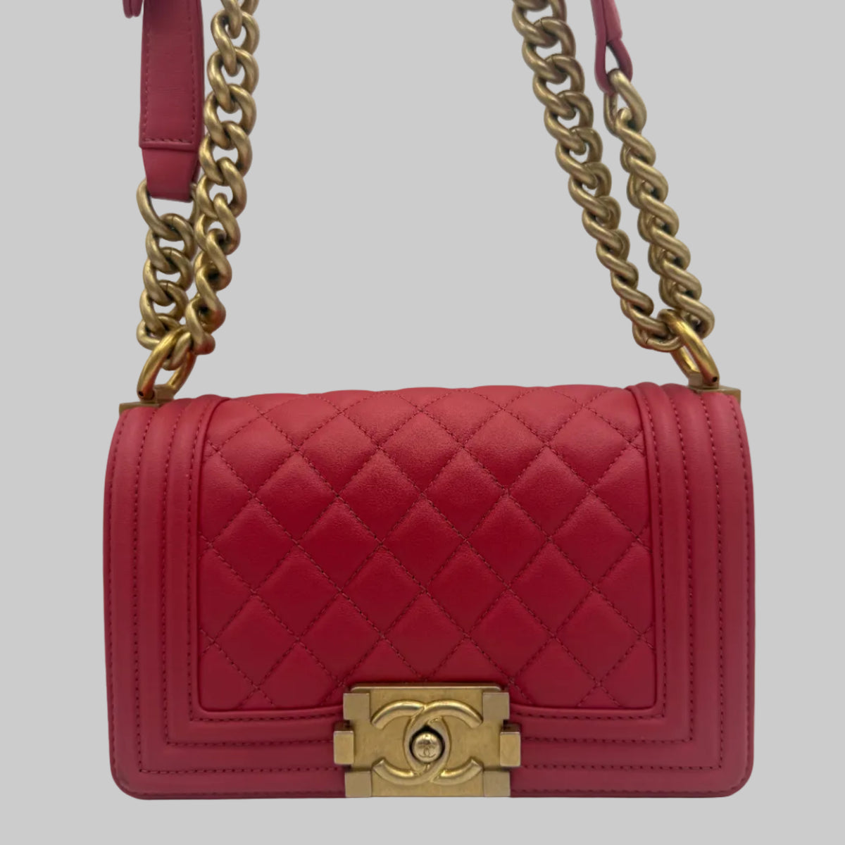 Pre-owned CHANEL Red Le Boy Small Flap Bag