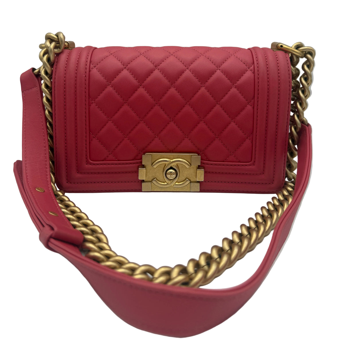 Pre-owned CHANEL Red Le Boy Small Flap Bag