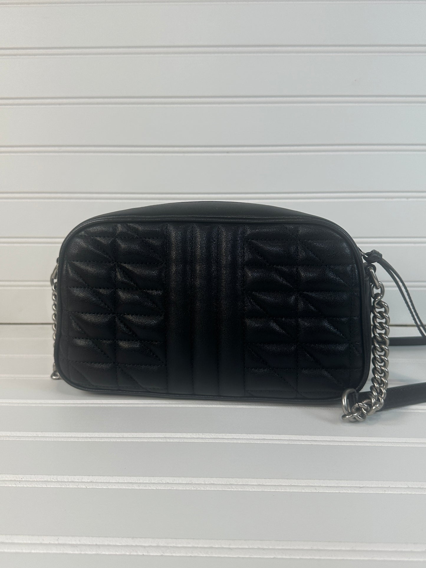 Pre-owned GUCCI Marmont Black Leather with Silver Logo _215