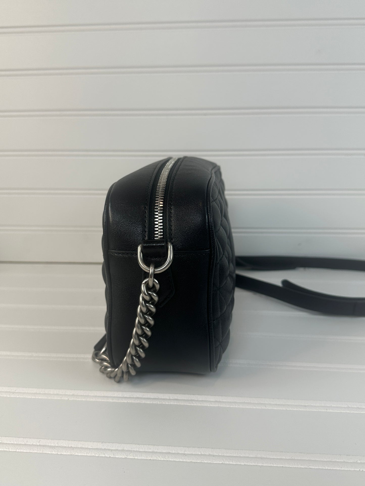 Pre-owned GUCCI Marmont Black Leather with Silver Logo _215