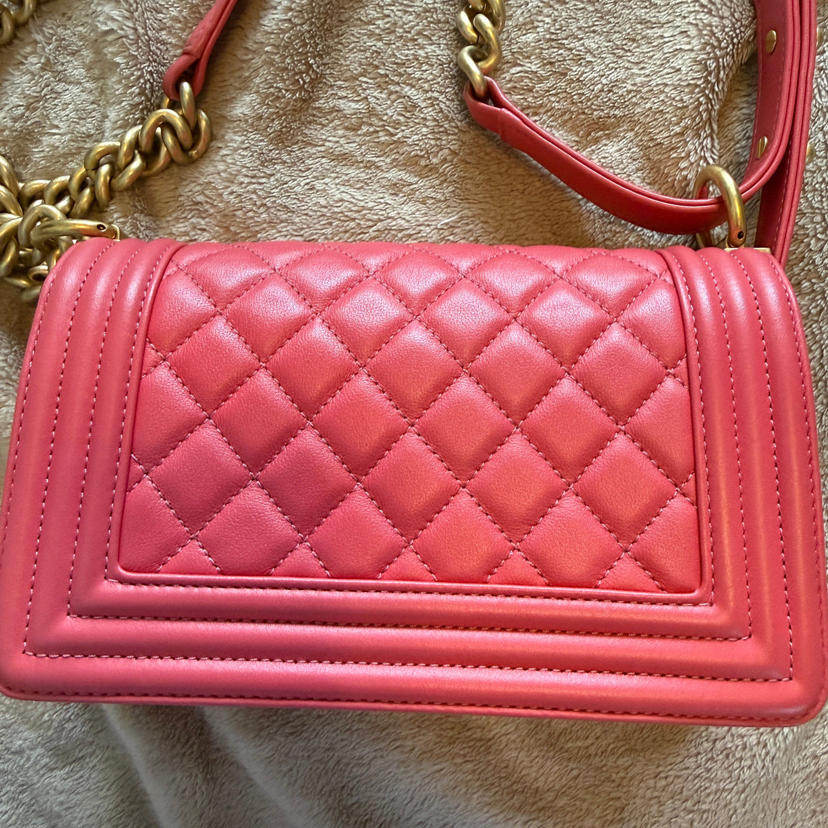 Pre-owned CHANEL Red Le Boy Small Flap Bag