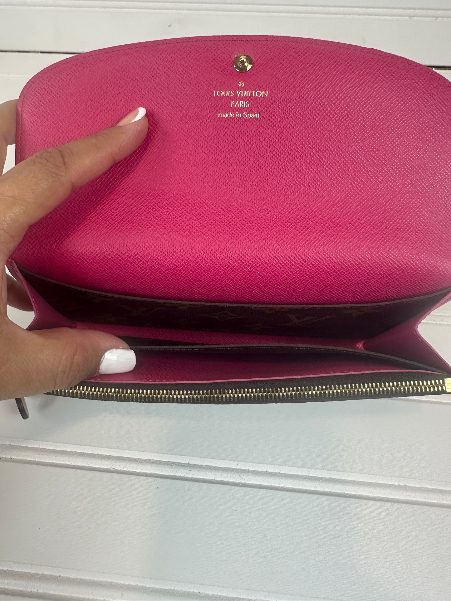 Pre-owned LOUIS VUITTON Emilie Long Wallet Monogram Canvas Hot Pink Interior _234