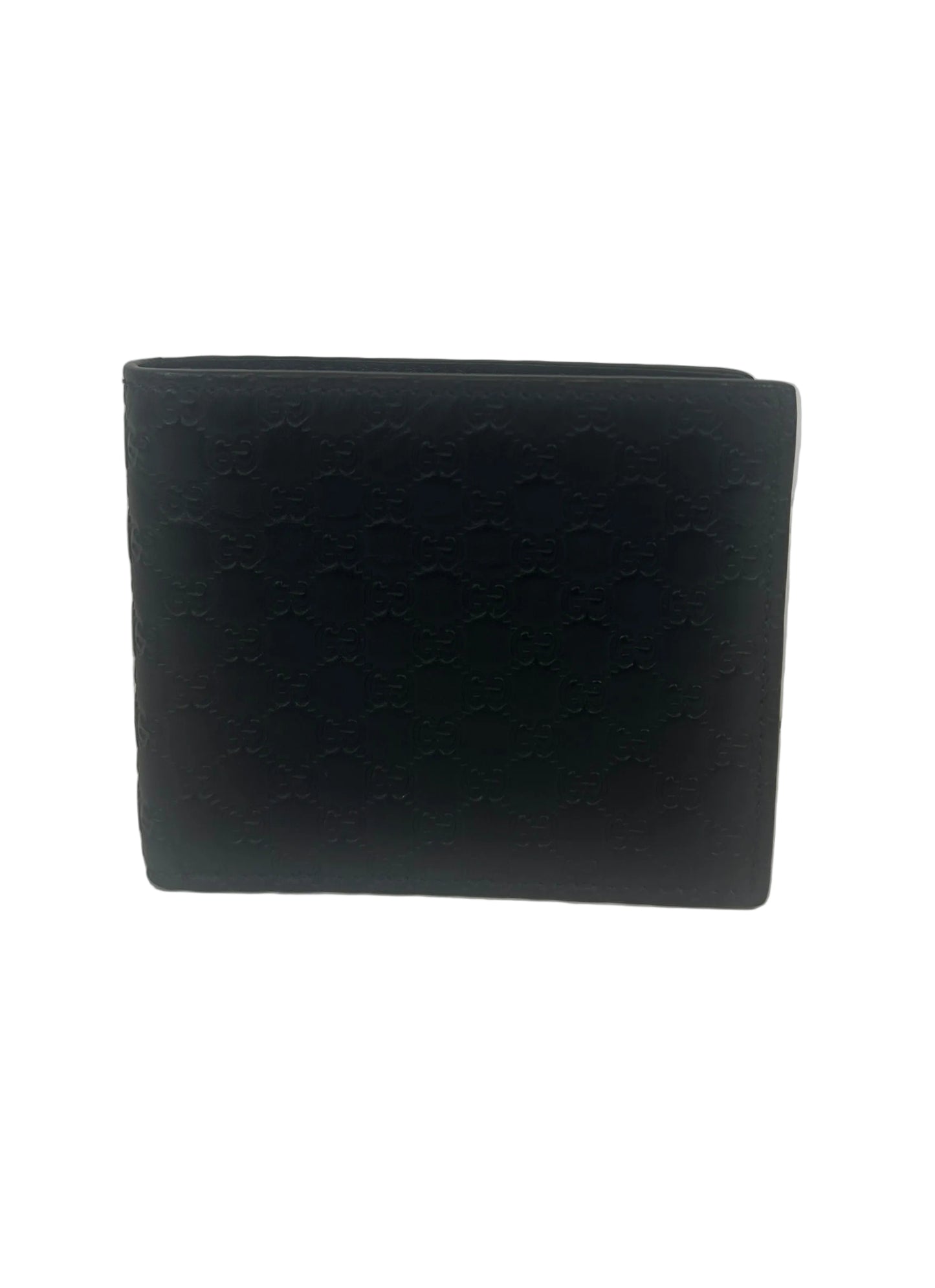 Pre-owned GUCCI GG Emblem bi-fold wallet Black with coin purse _237