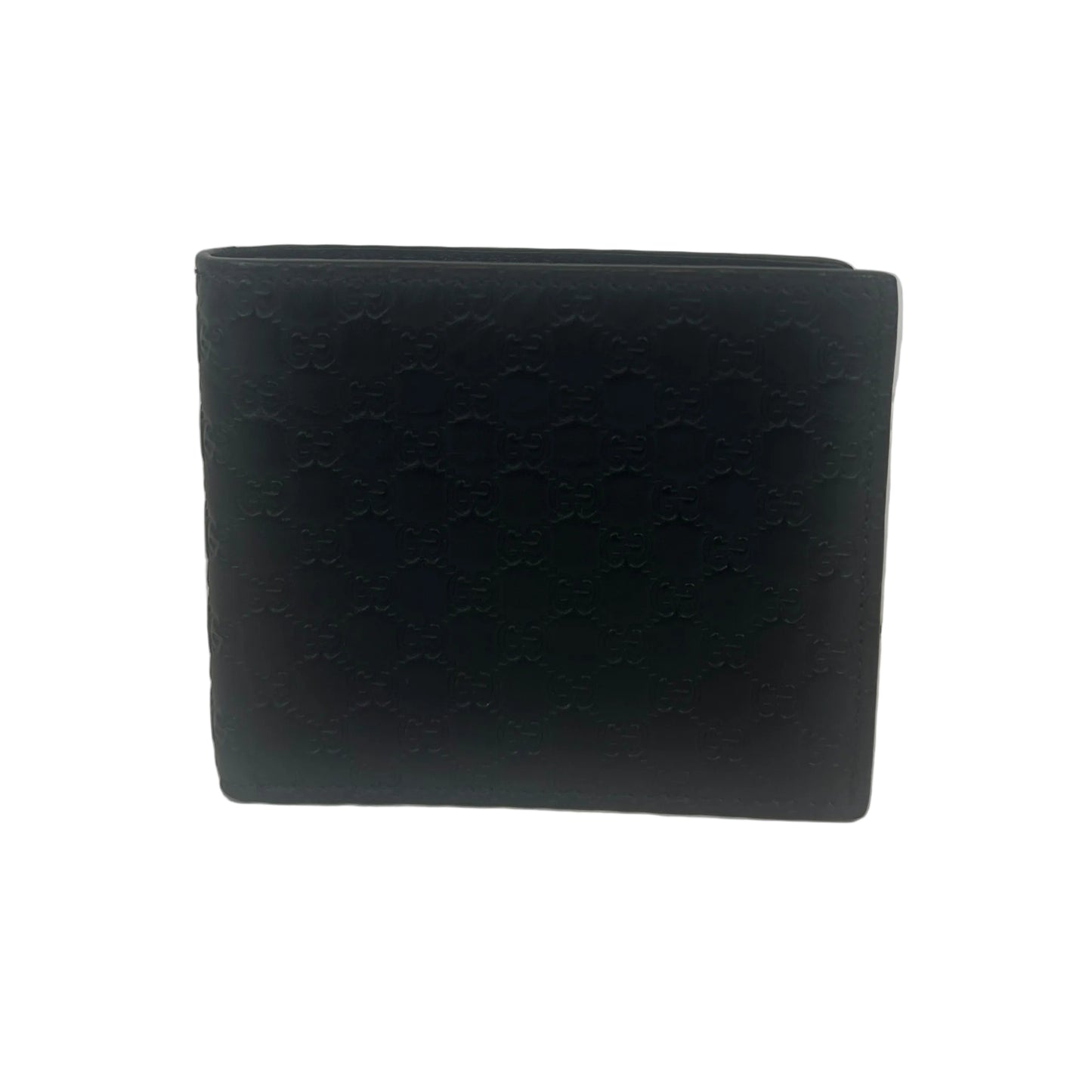 Pre-owned GUCCI Micro Guccissima Bifold Wallet Black Leather _ 237