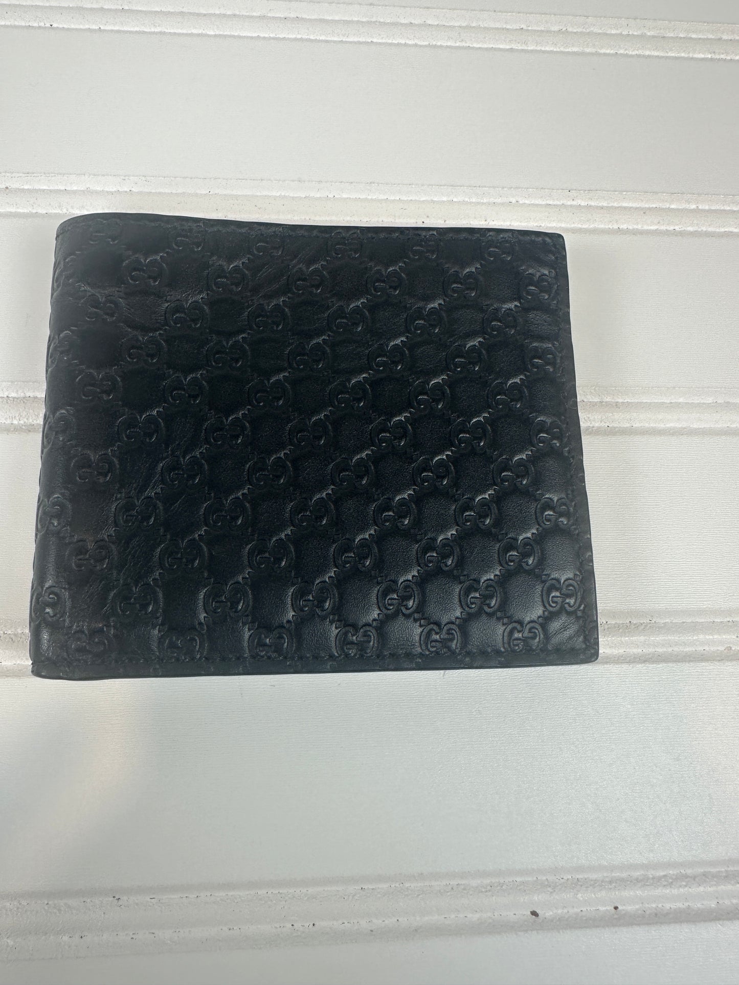 Pre-owned GUCCI Micro Guccissima Bifold Wallet Black Leather _ 237