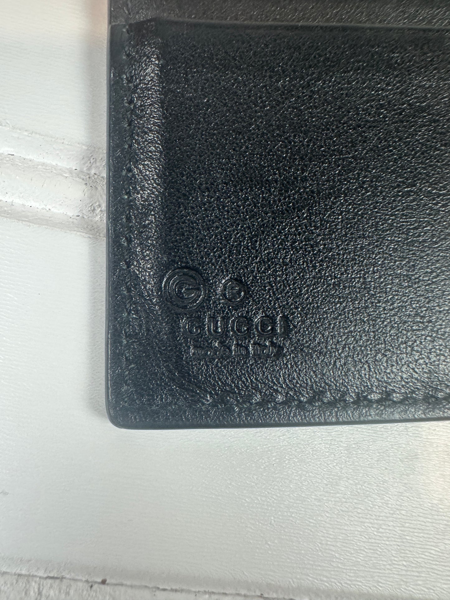 Pre-owned GUCCI Micro Guccissima Bifold Wallet Black Leather _ 237
